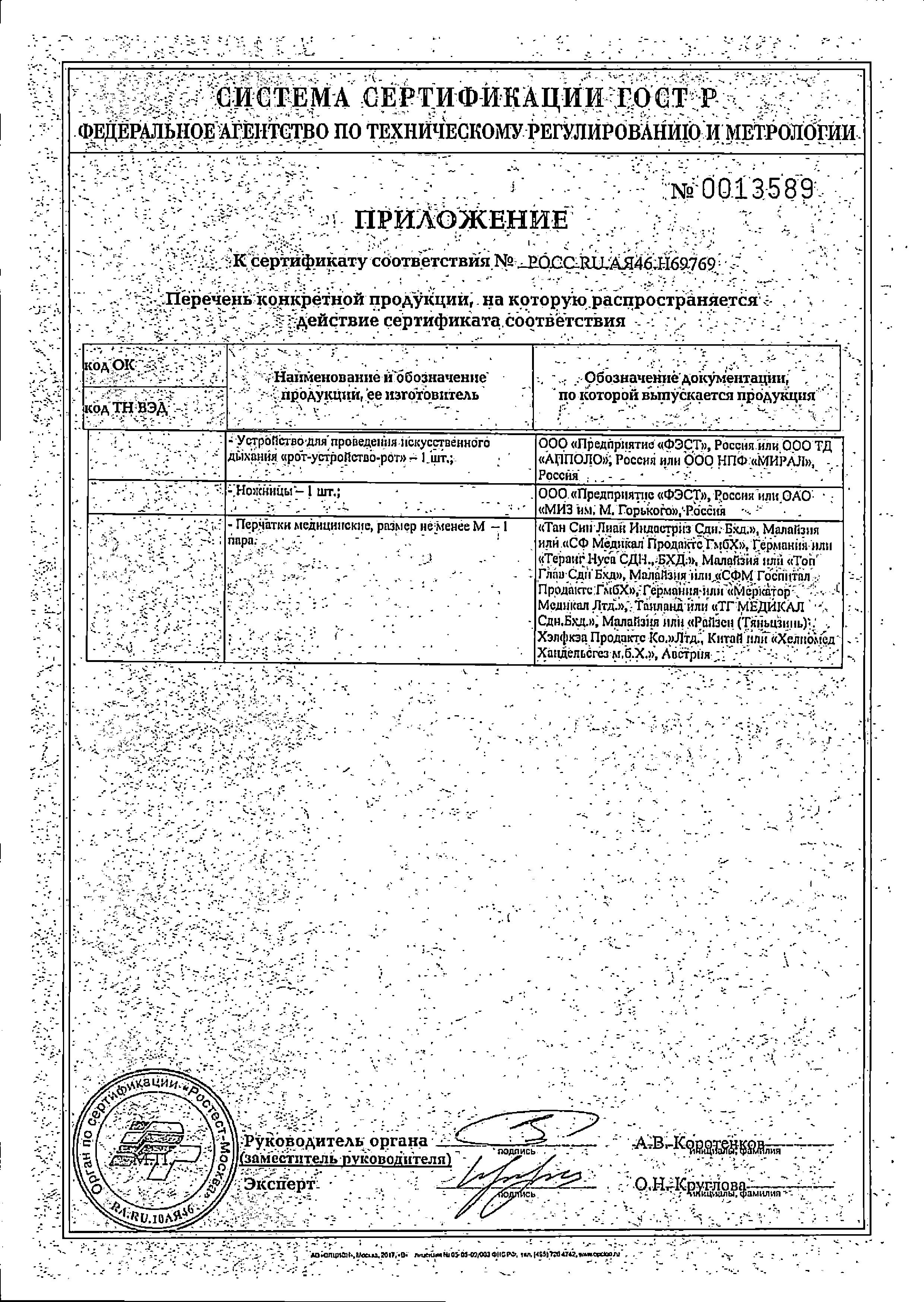 Сертификат на Аптечки