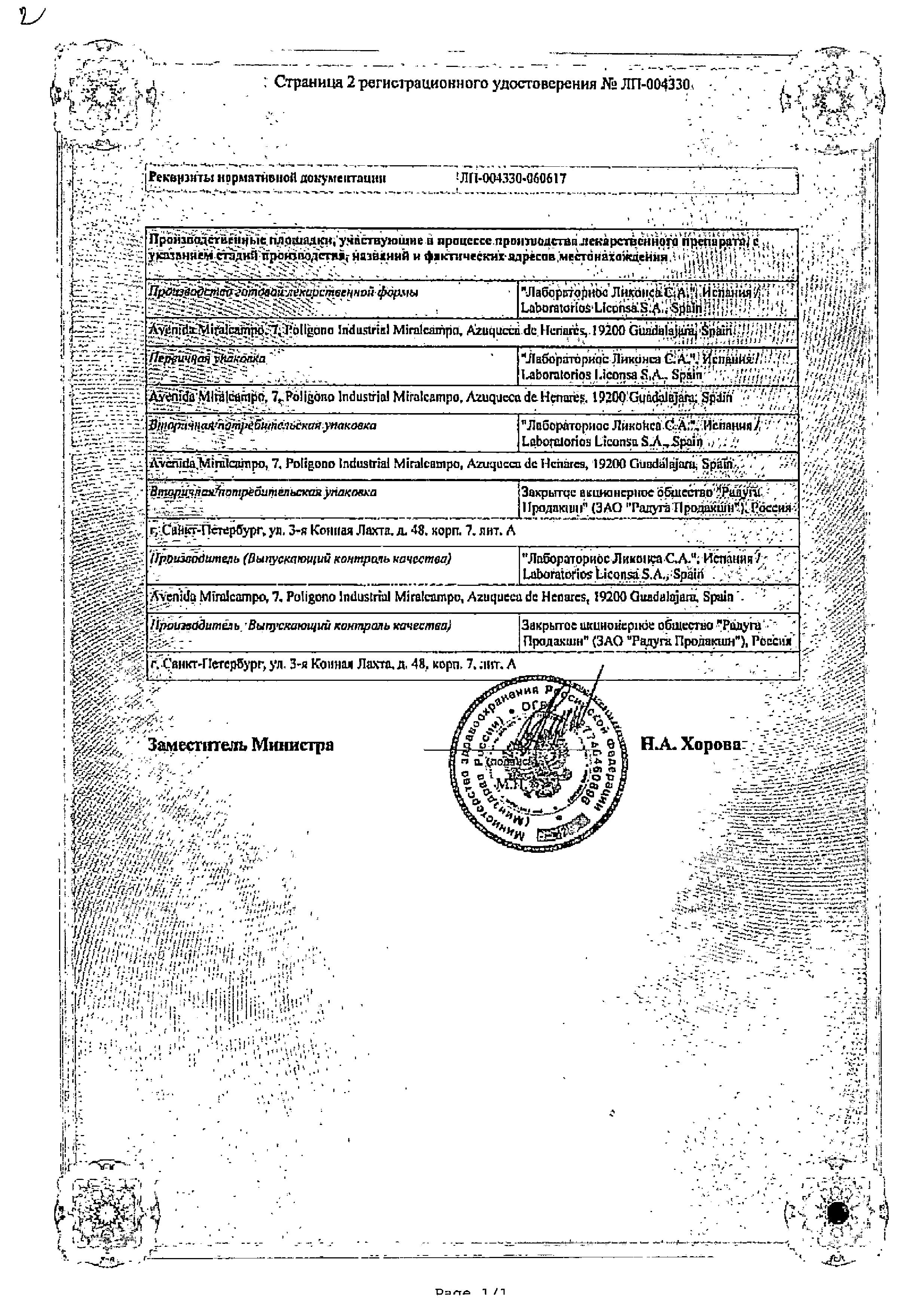 Сертификат на Телпрес Плюс, таблетки 12,5 мг+80 мг, 28 шт.