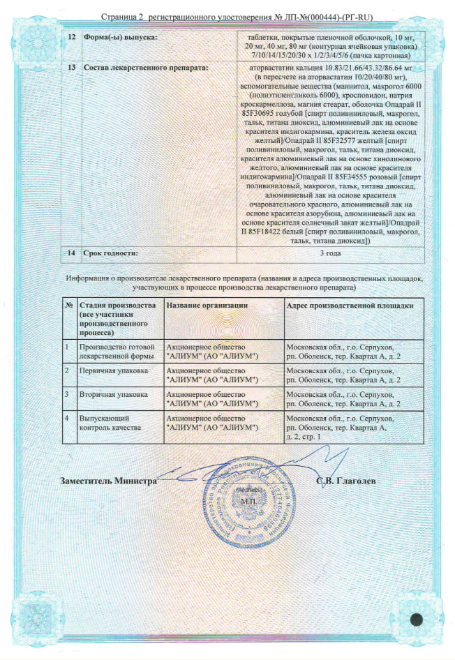 Сертификат на Аторвастатин-Алиум, таблетки покрытые пленочной оболочкой 40 мг, 30 шт. Сертификат на Аторвастатин-Алиум, таблетки покрытые пленочной оболочкой 40 мг, 30 шт.