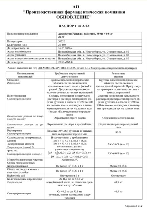 Сертификат на Питание