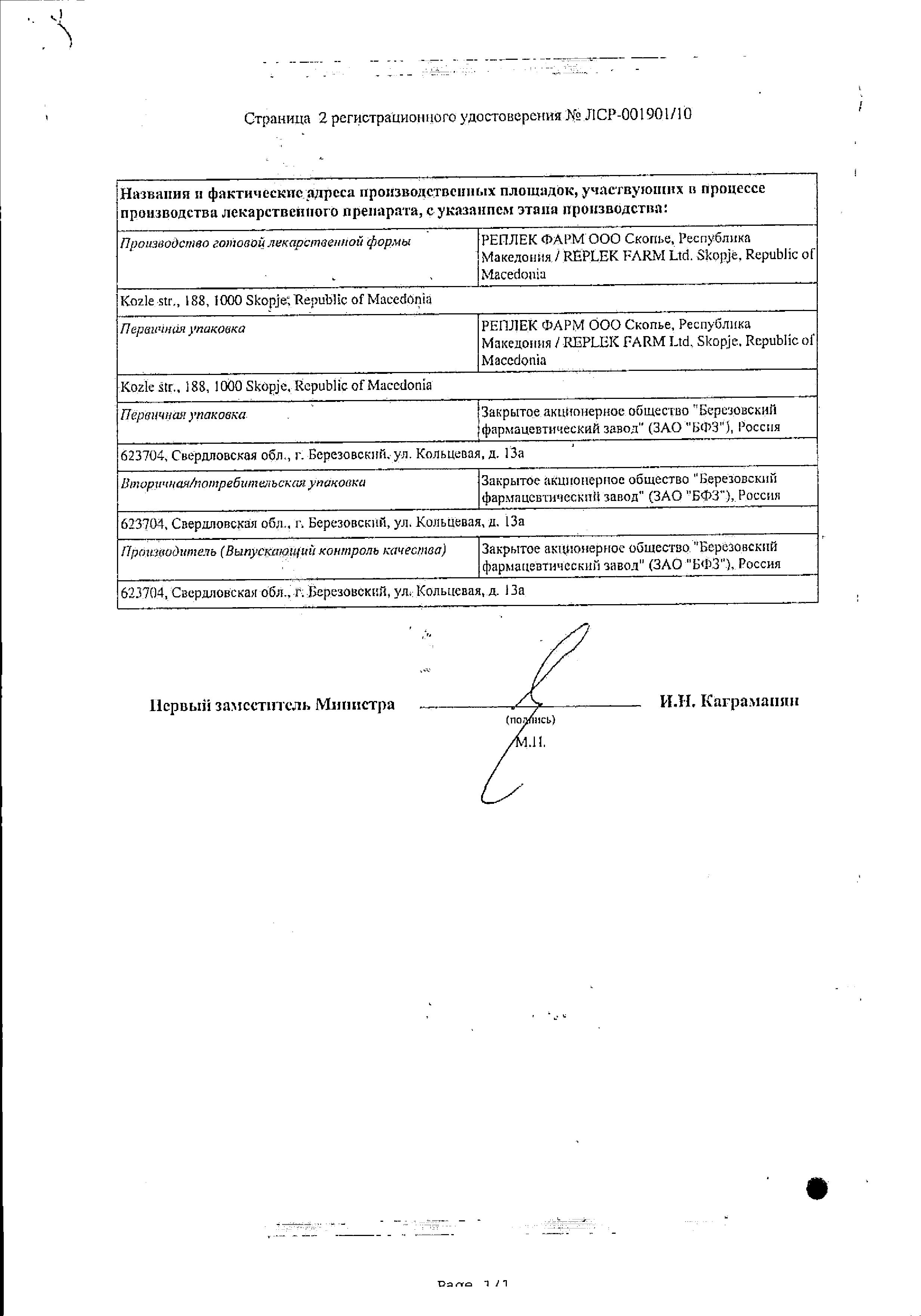 Сертификат на Фолиевая кислота (B6)