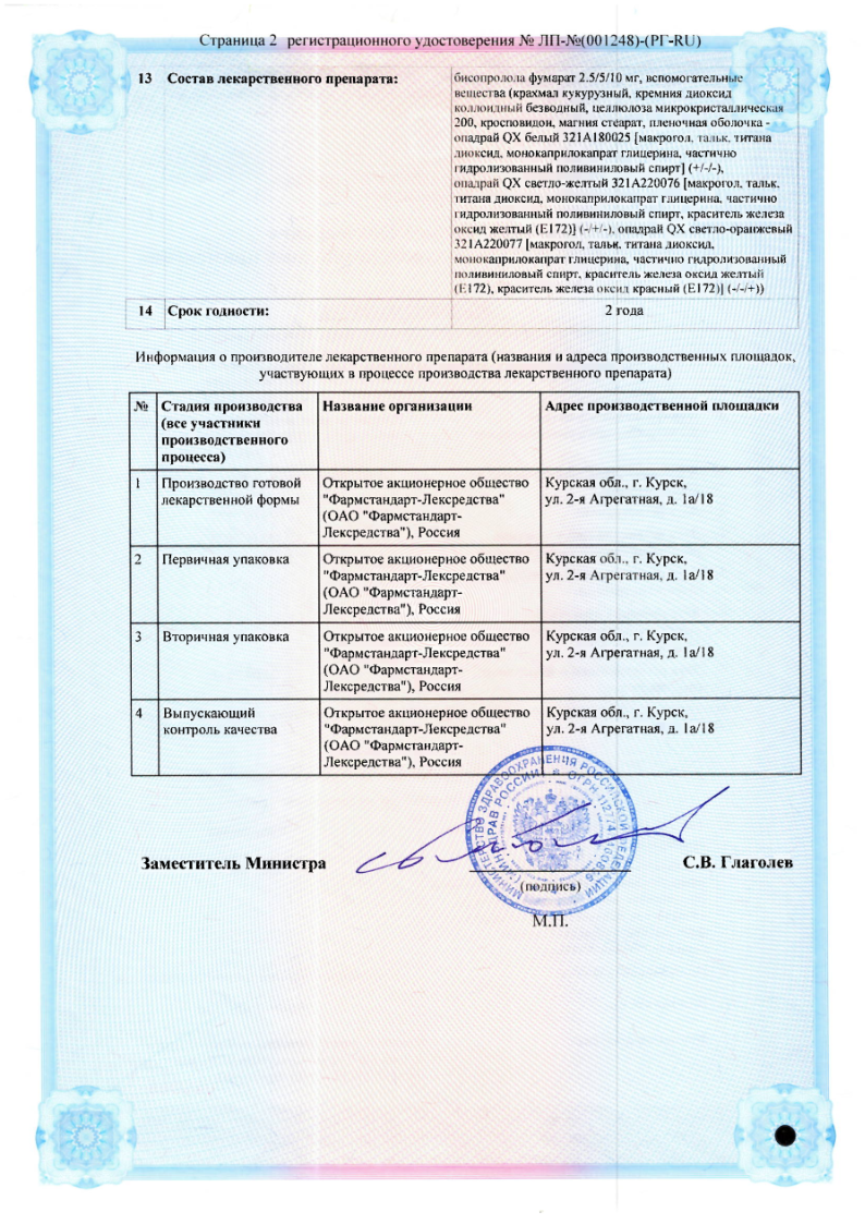 Сертификат на Бисопролол, таблетки в пленочной оболочке 5 мг, 30 шт. Сертификат на Бисопролол, таблетки в пленочной оболочке 5 мг, 30 шт.