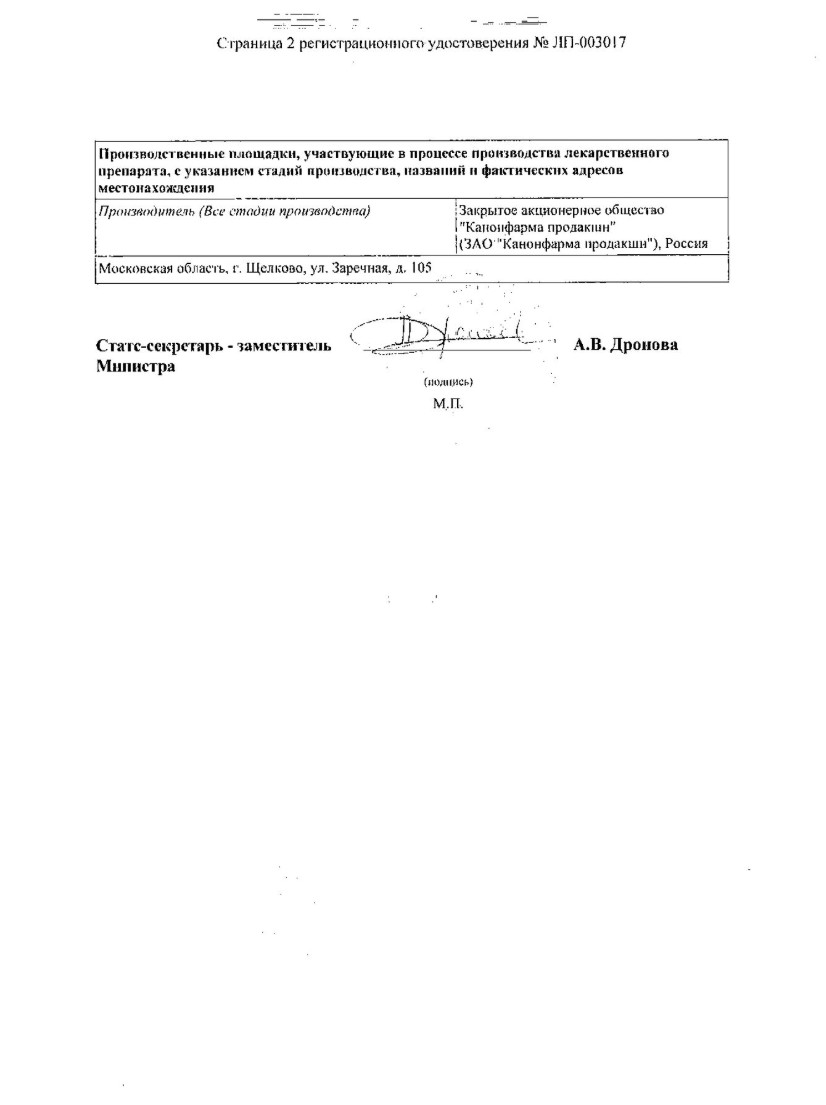 Сертификат на Эзомепразол Канон, таблетки кишечнорастворимые 40 мг, 28 шт.
