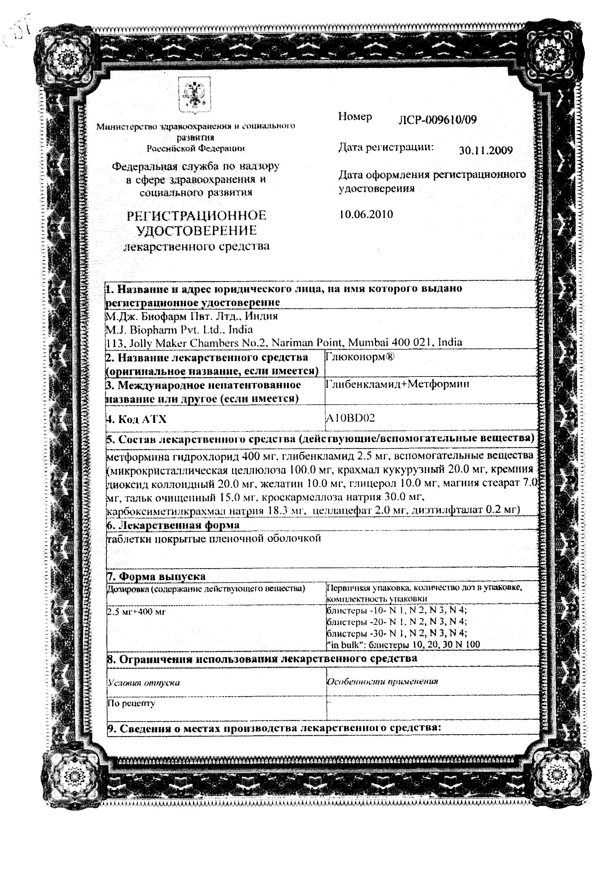 Сертификат Глюконорм