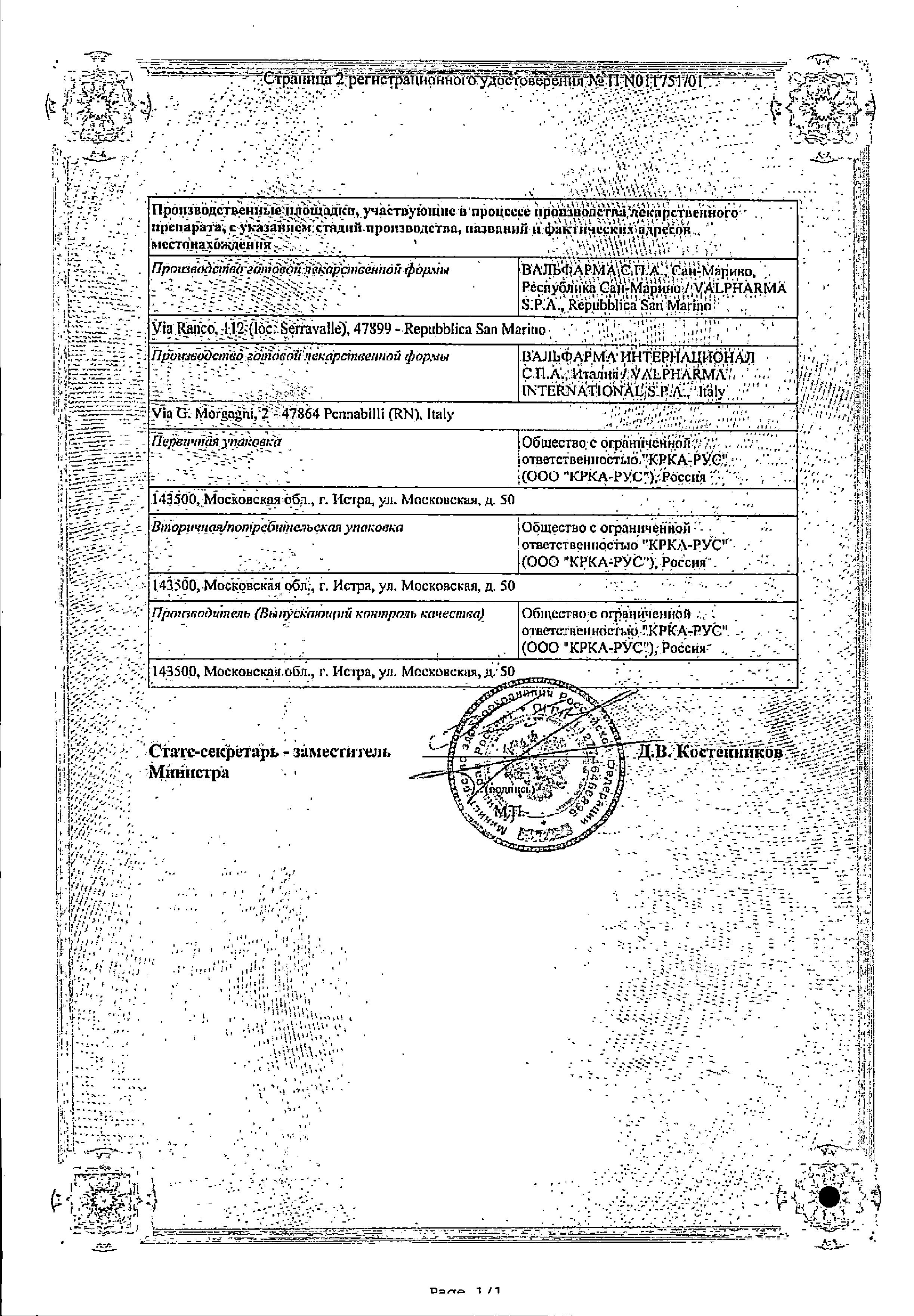 Сертификат Пектрол Сертификат Пектрол