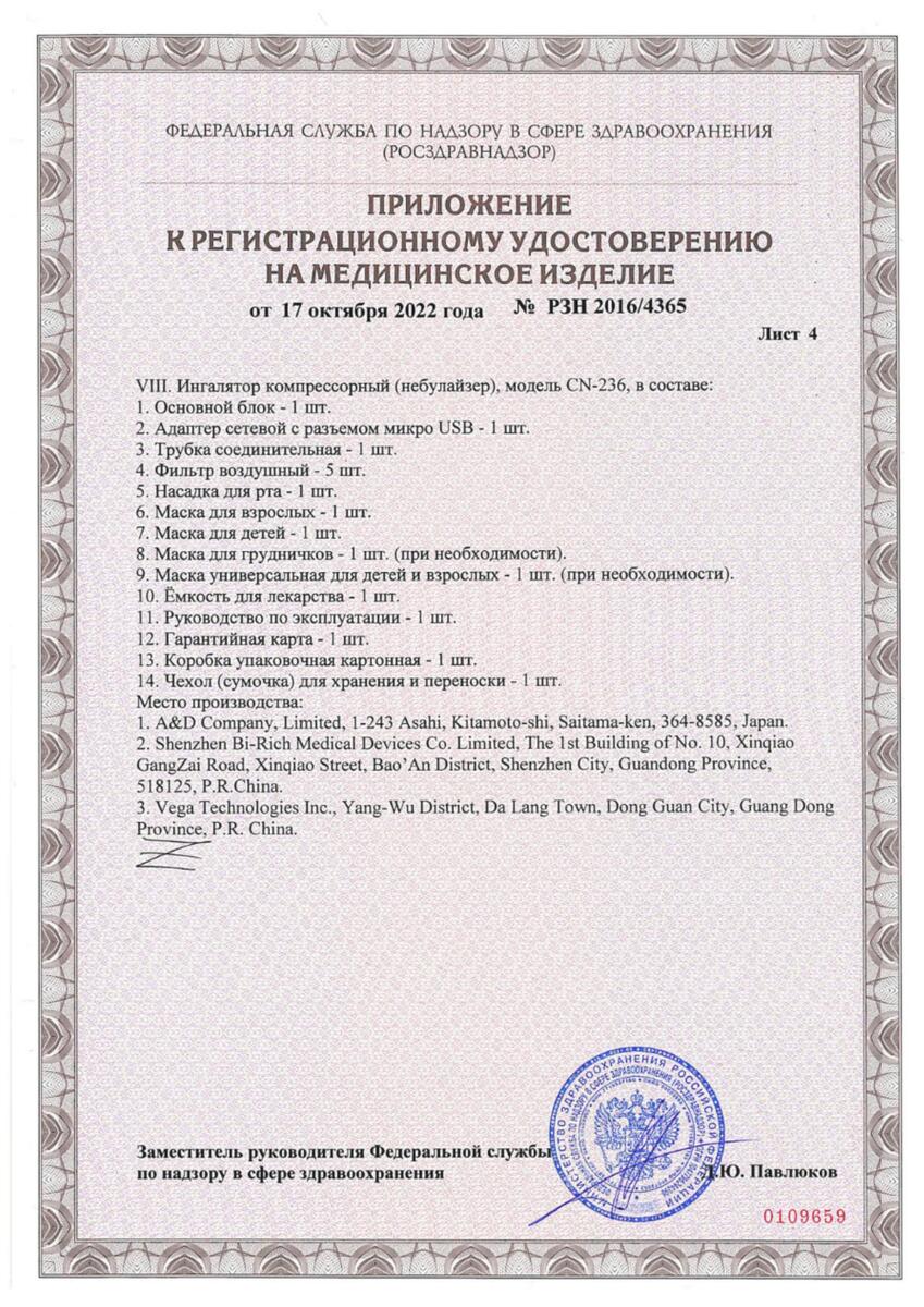 Сертификат на Приборы для ингаляции