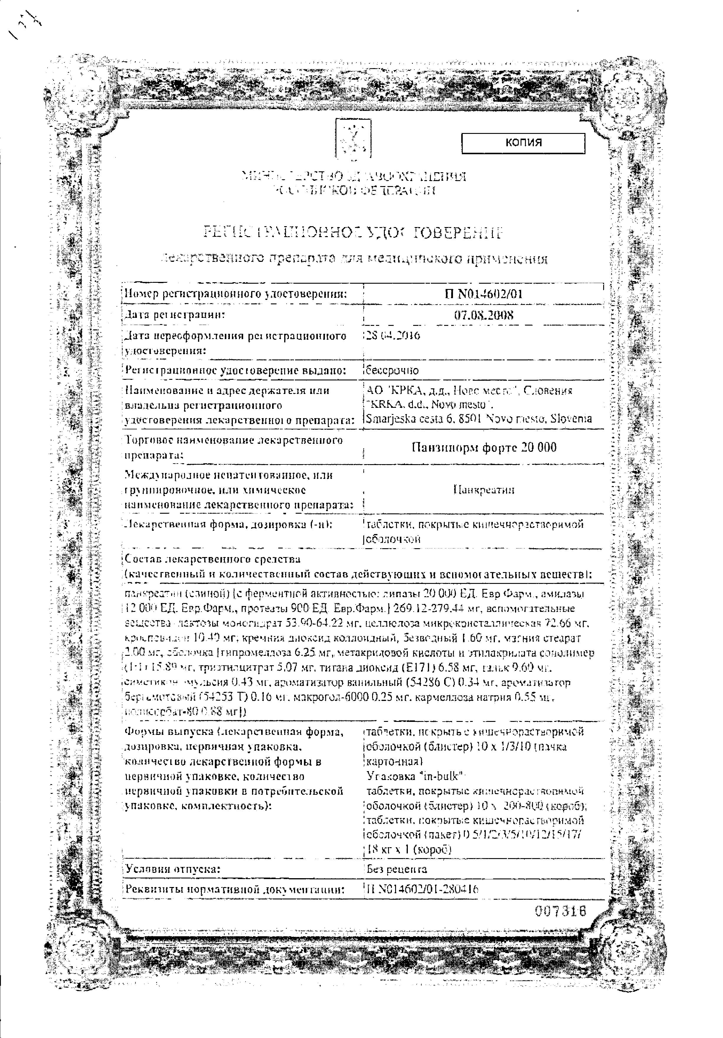 Сертификат Панзинорм Сертификат Панзинорм