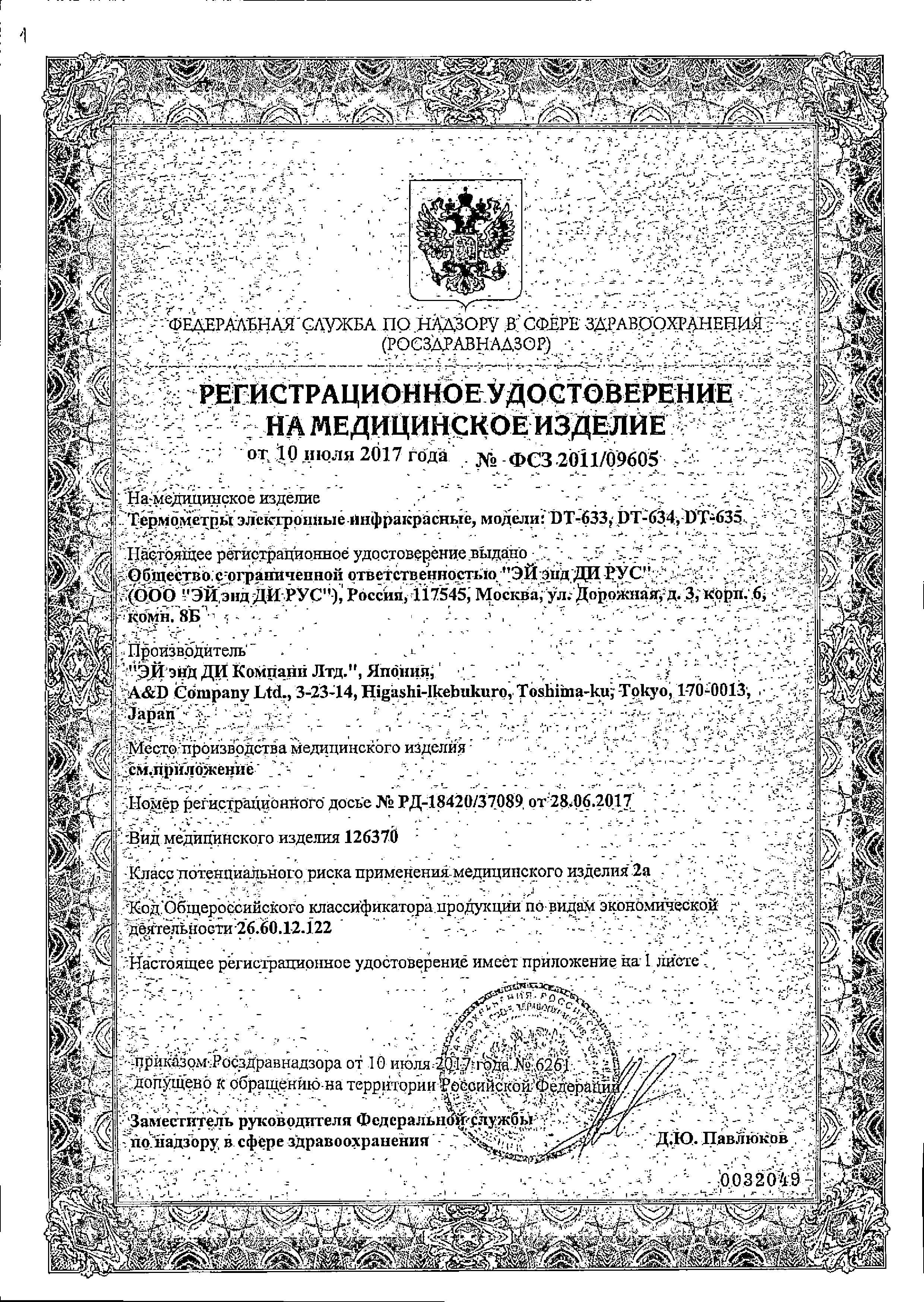 Сертификат на Электронные термометры