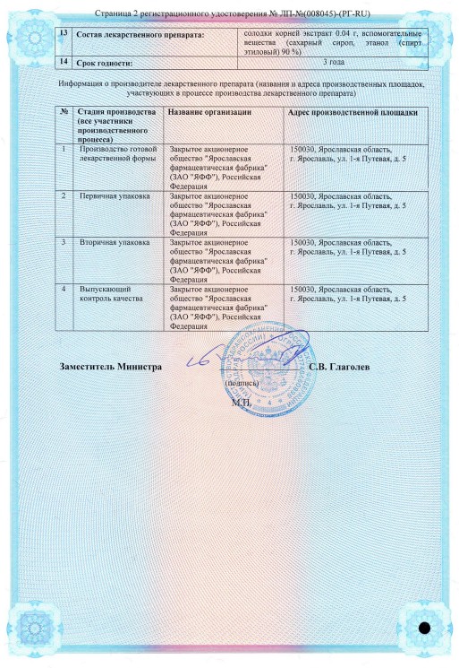 Сертификат Солодки сироп Сертификат Солодки сироп