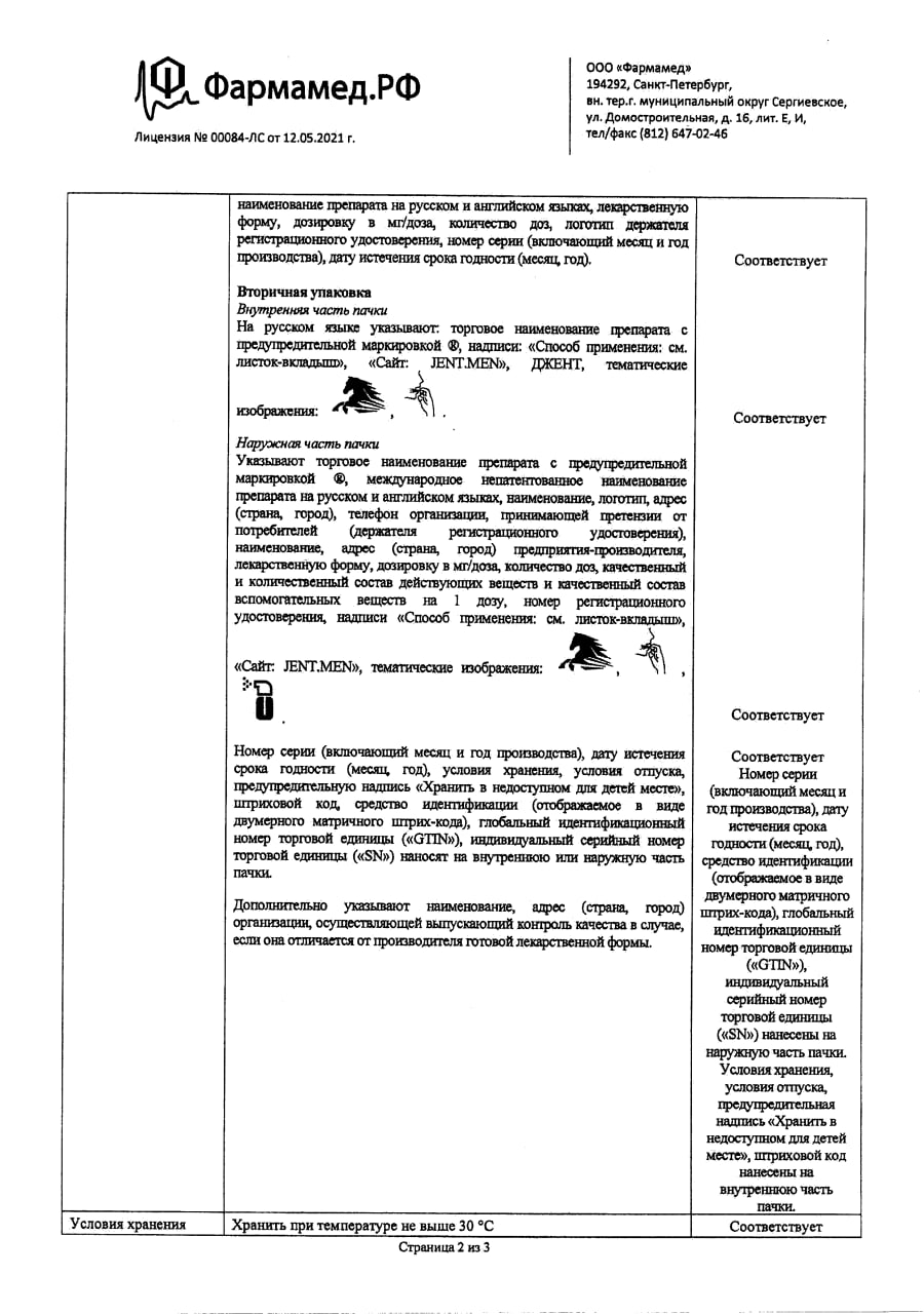 Сертификат Джент