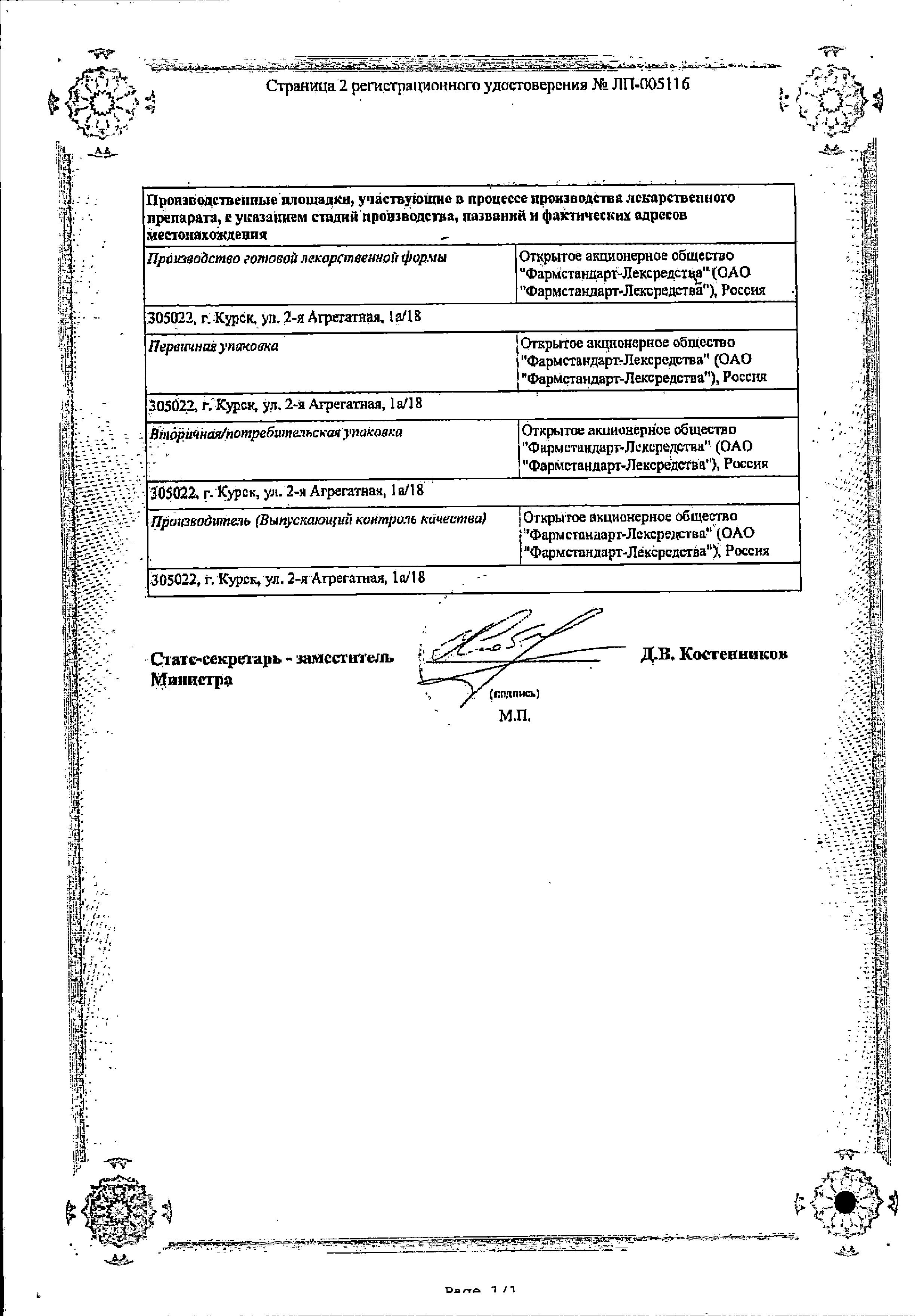 Сертификат Панаспар