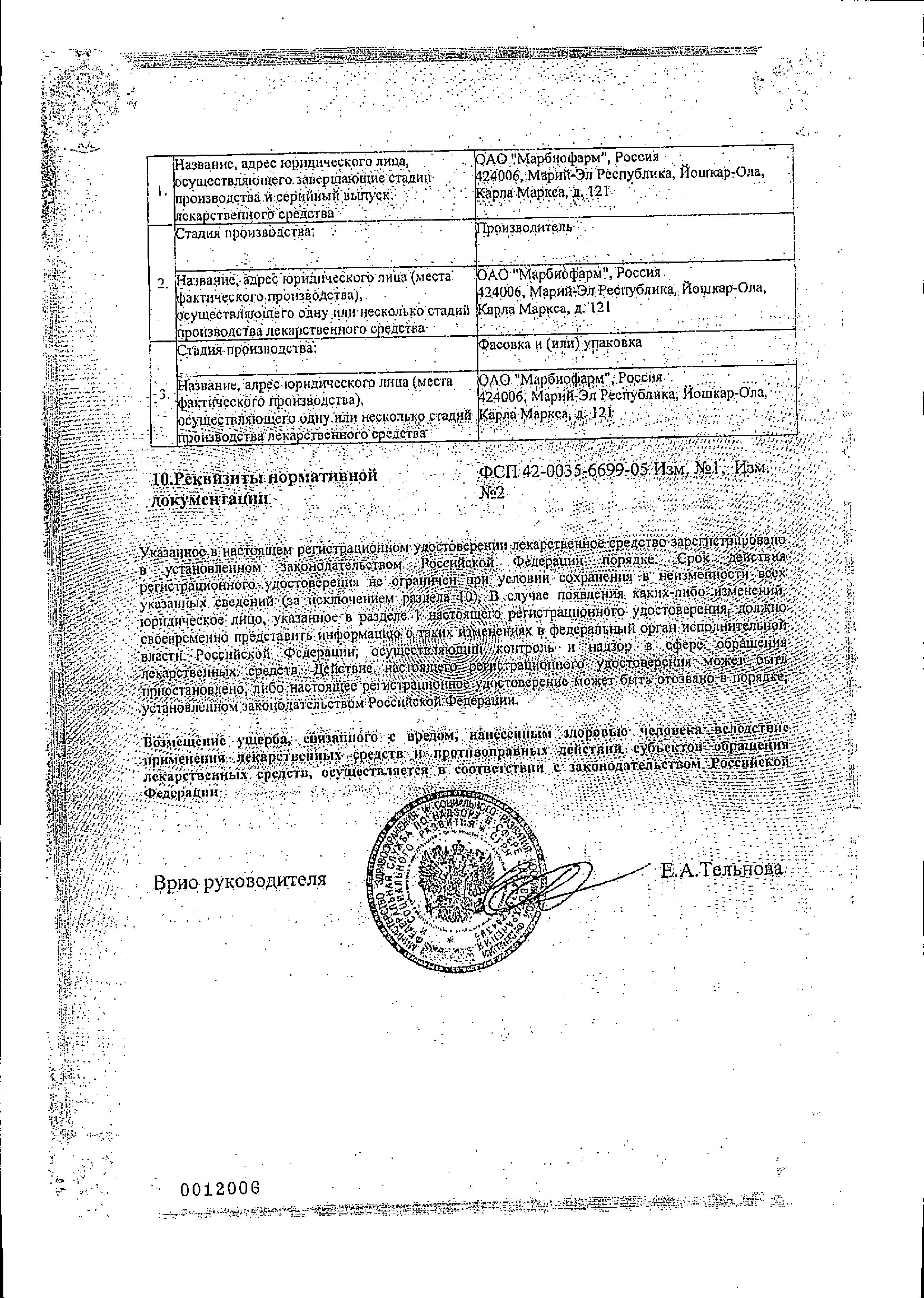 Сертификат Ундевит