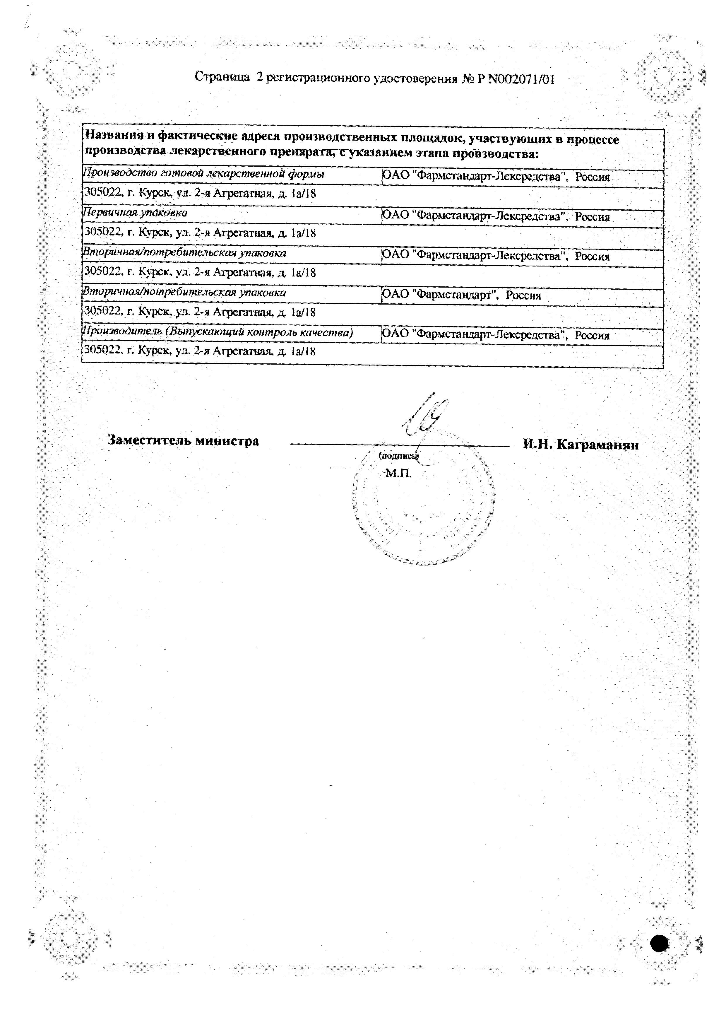 Сертификат на Противопротозойные препараты