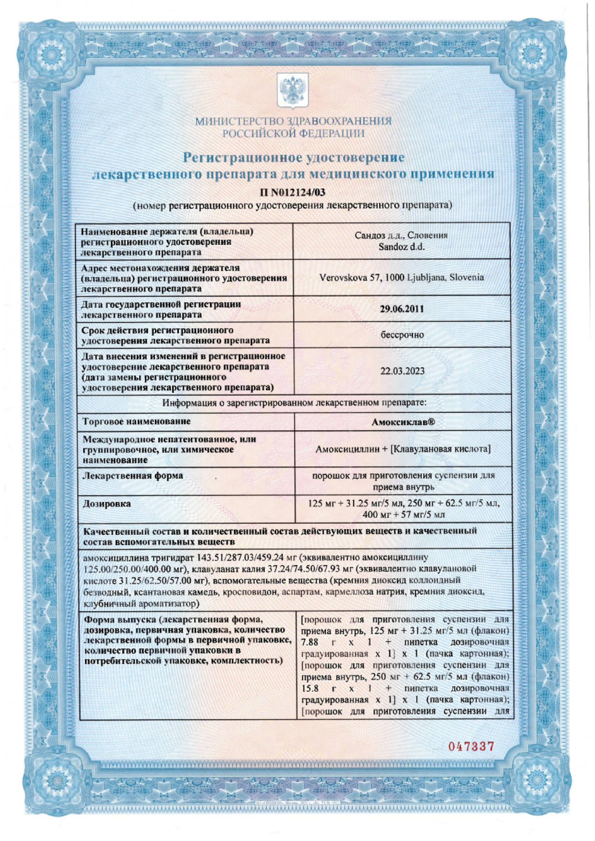 Сертификат на Антибиотики