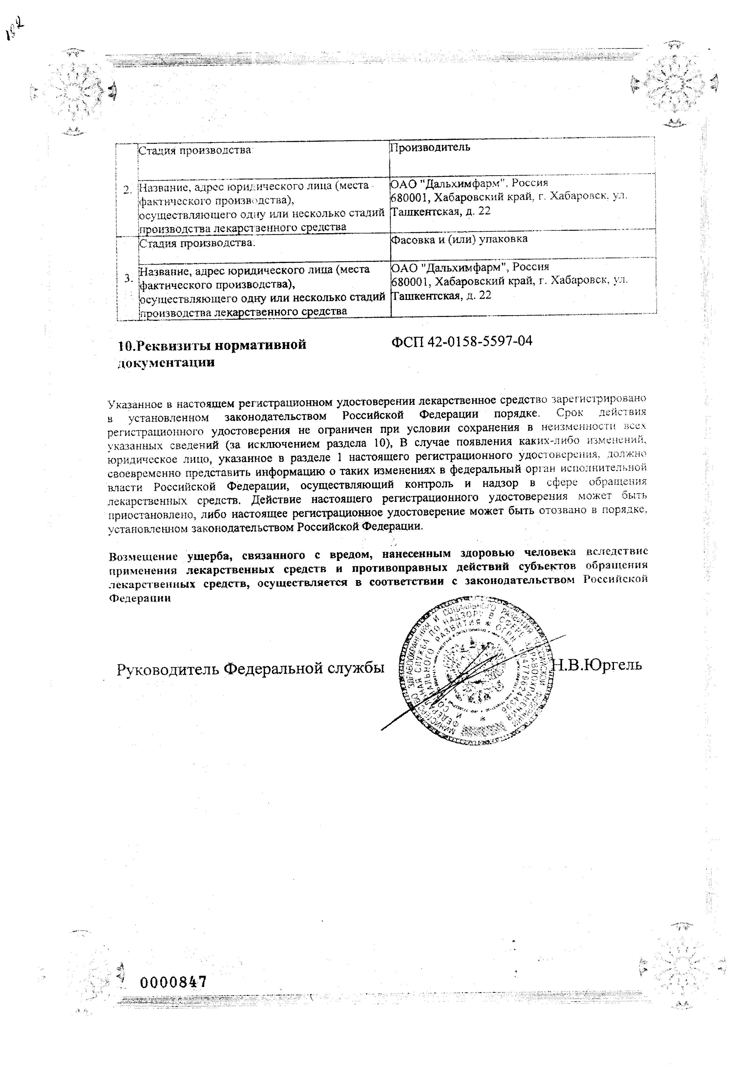 Сертификат Фуросемид