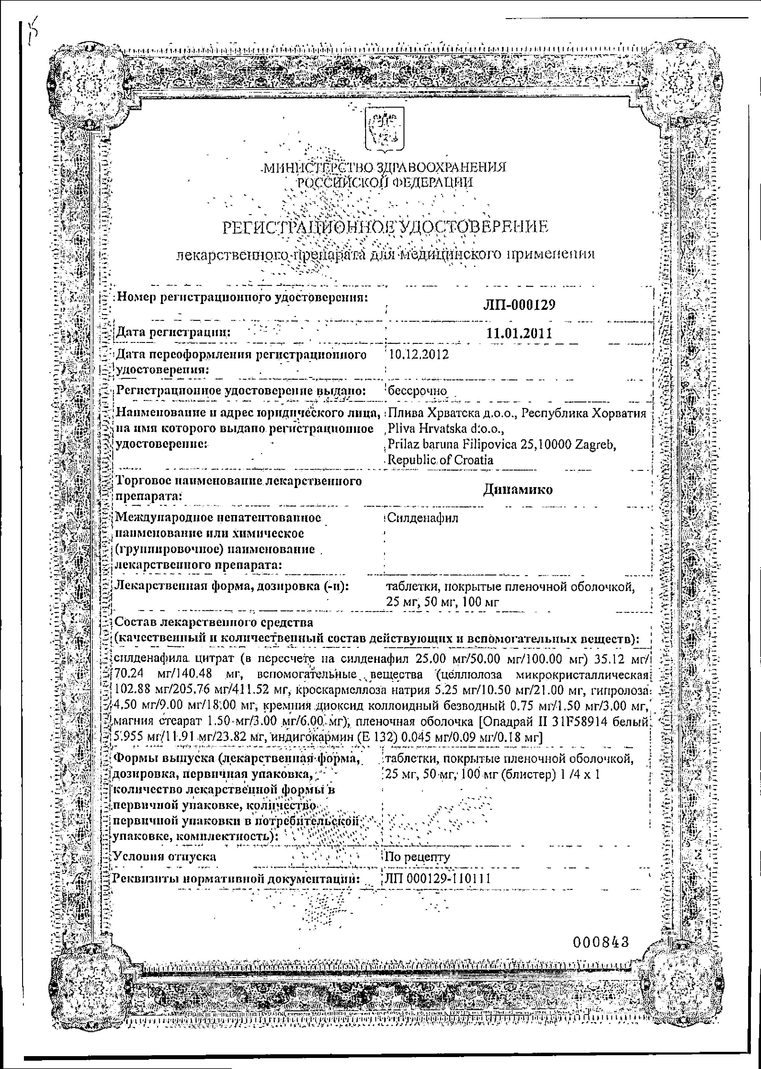 Сертификат Динамико Сертификат Динамико