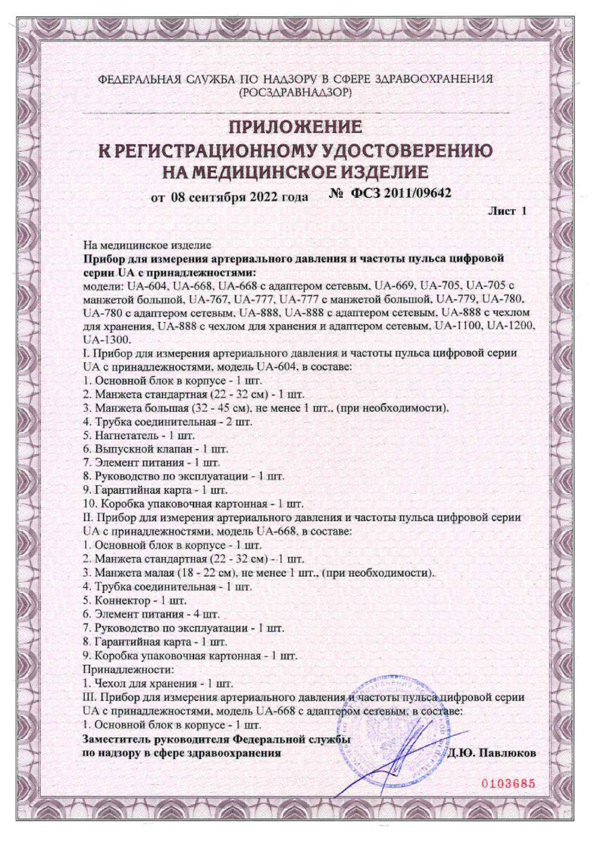 Сертификат на Тонометры и стетоскопы