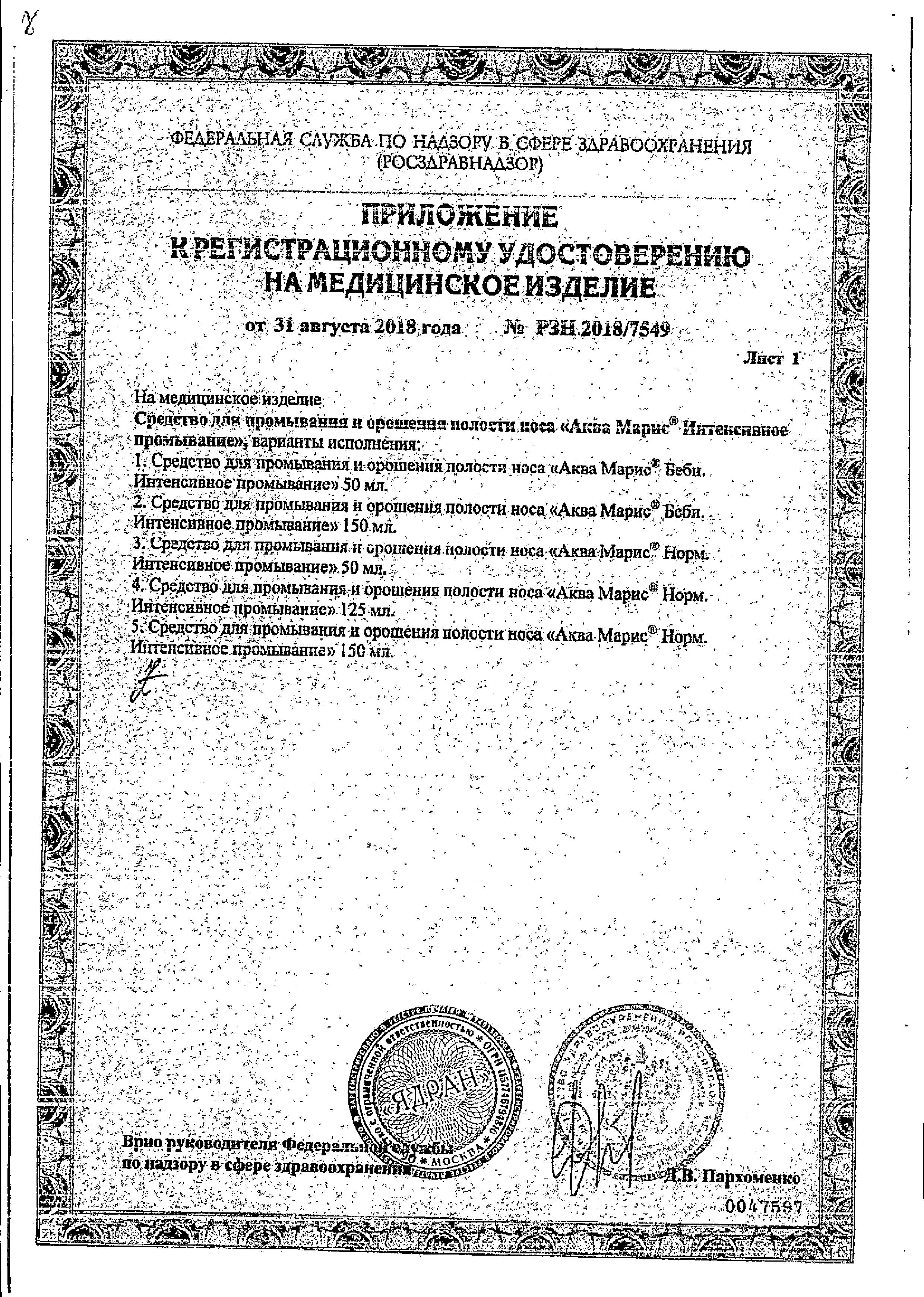 Сертификат на Промывание носа
