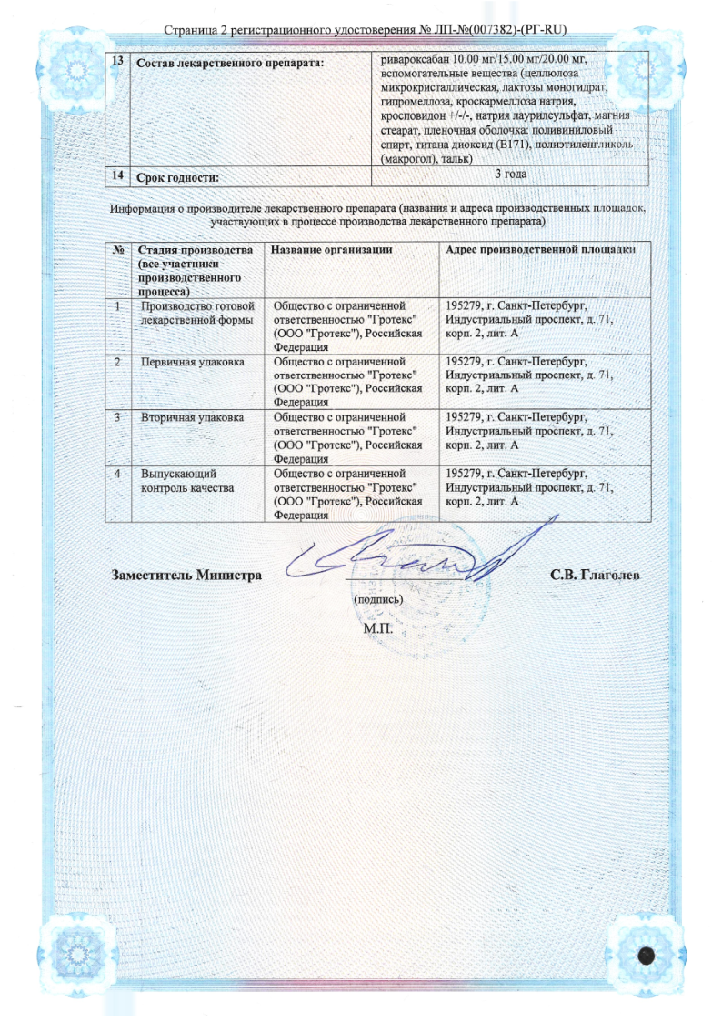 Сертификат Ликвирел