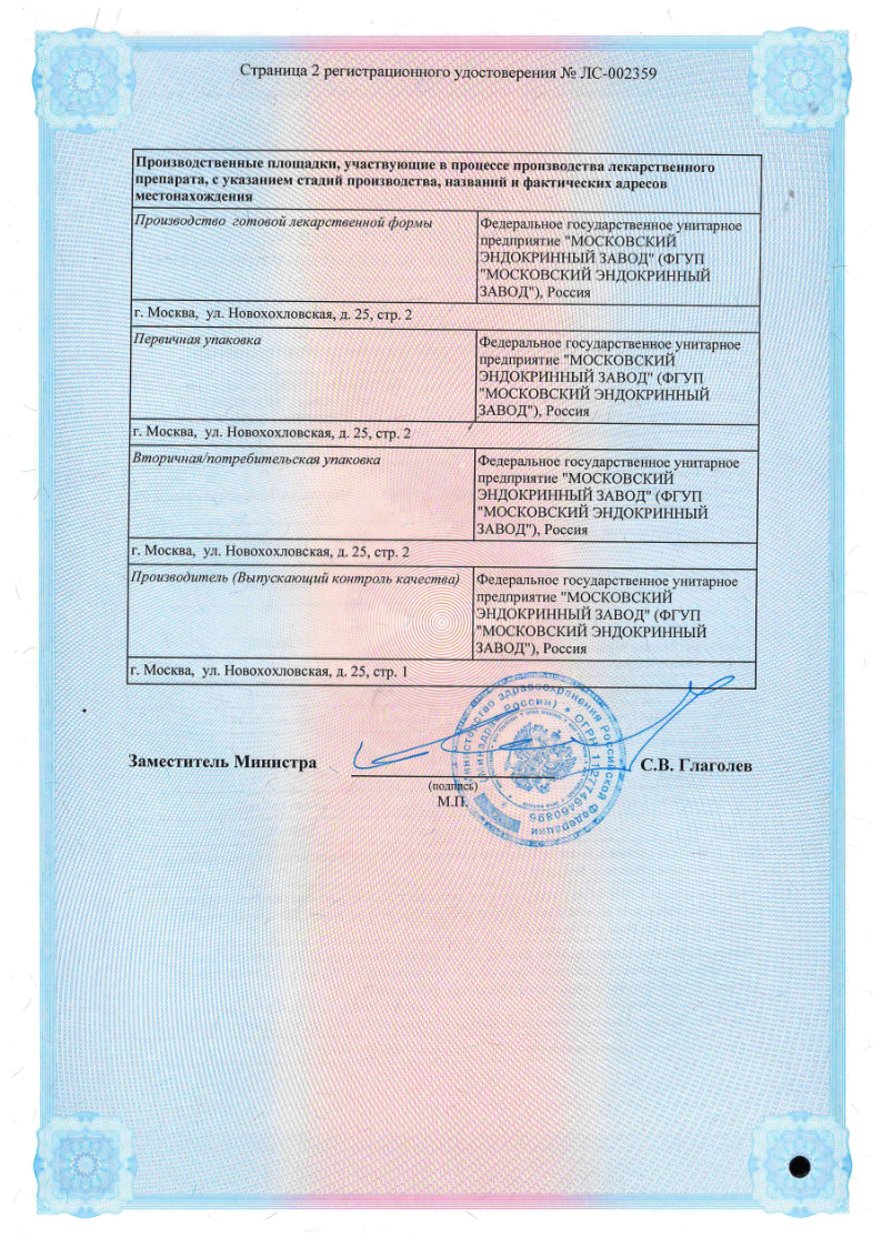 Сертификат Тимолол