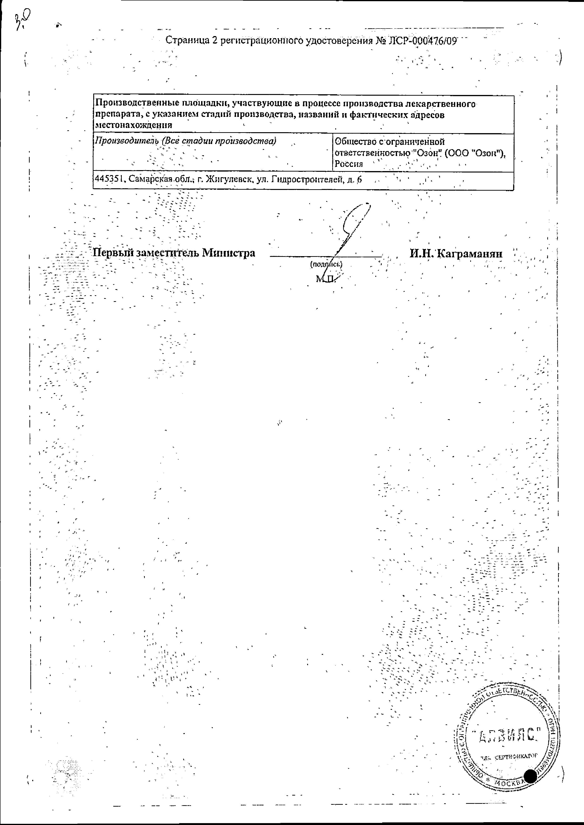 Сертификат Индапамид ретард Сертификат Индапамид ретард