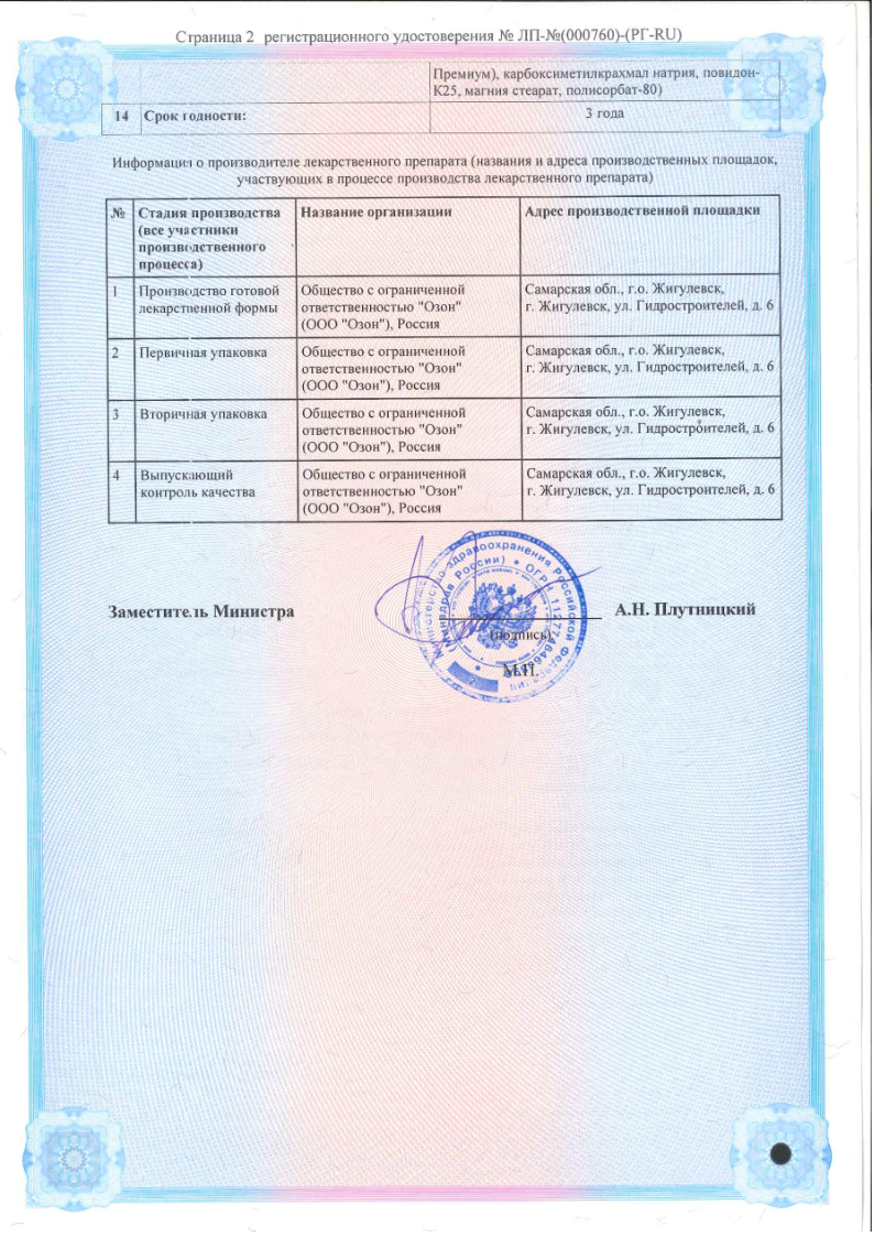 Сертификат на Глимепирид, таблетки 2 мг, 90 шт Сертификат на Глимепирид, таблетки 2 мг, 90 шт