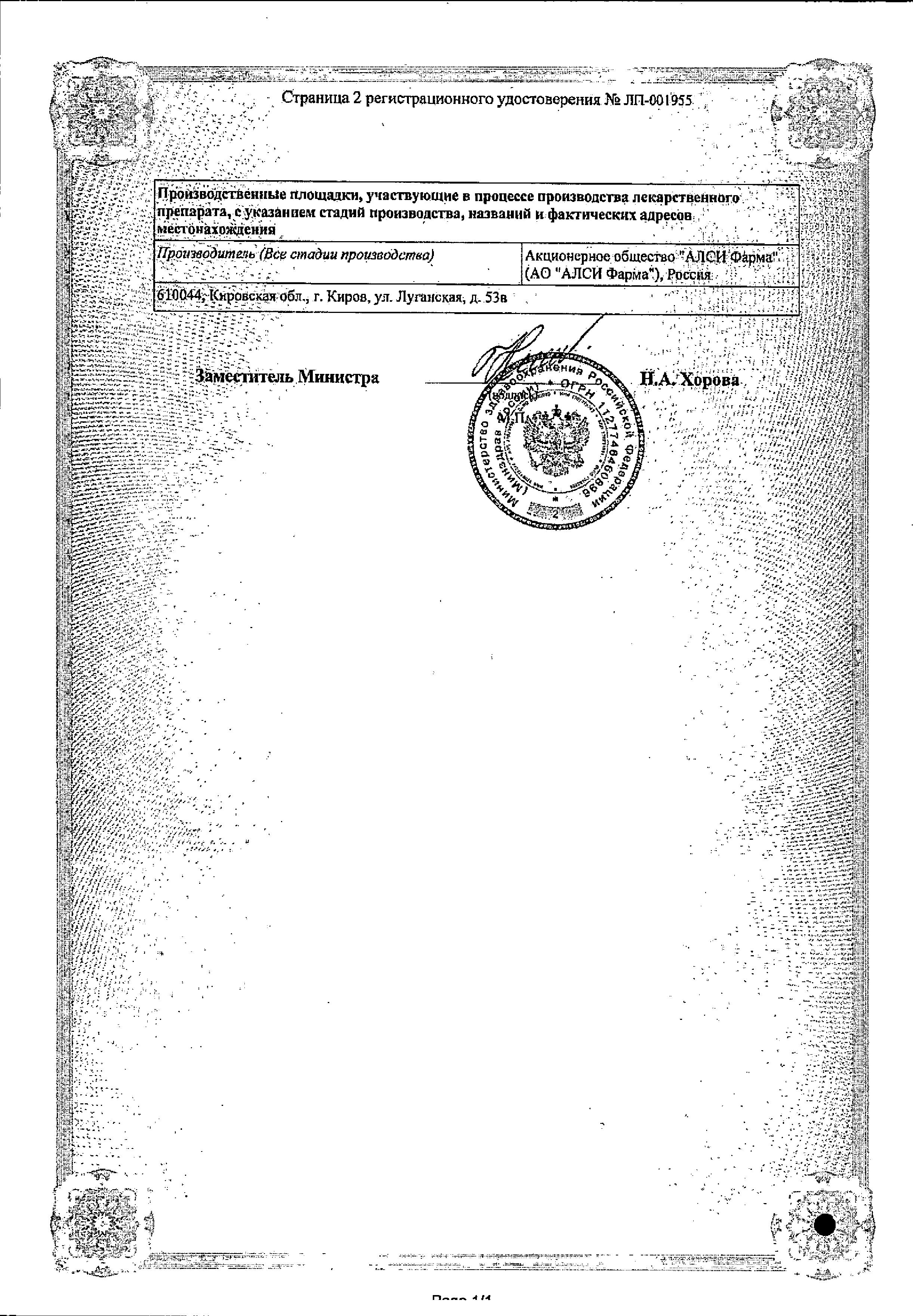 Сертификат Циталопрам Сертификат Циталопрам