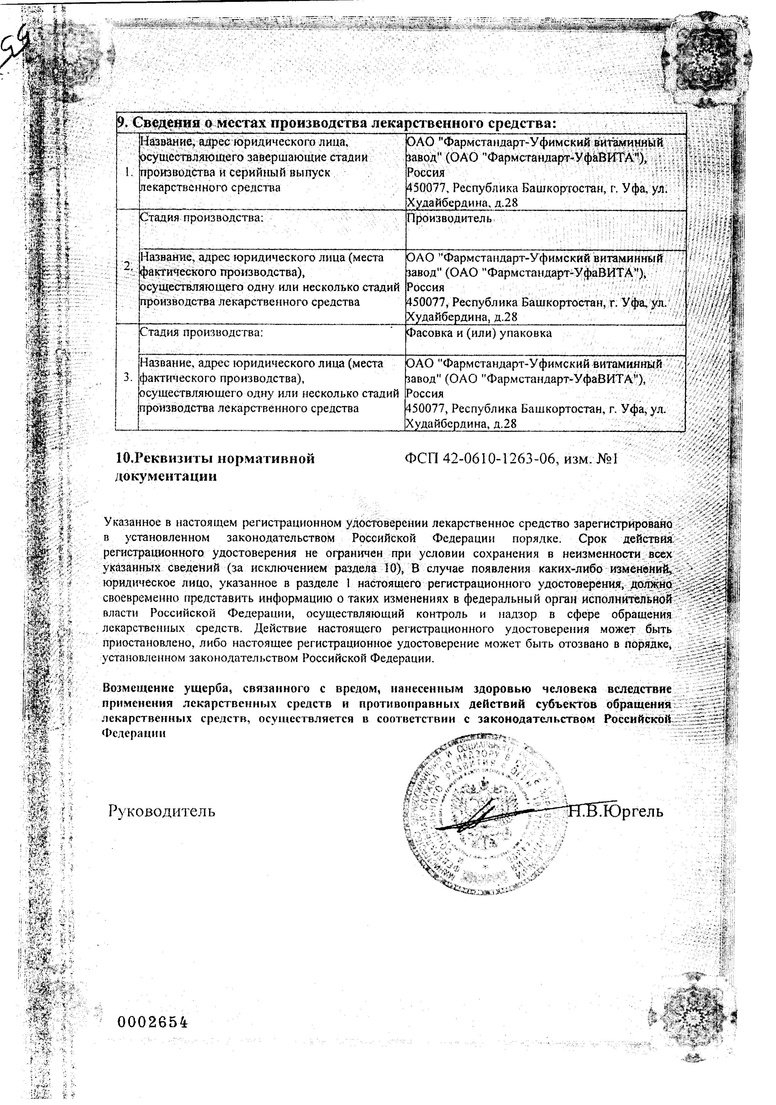 Сертификат Ундевит