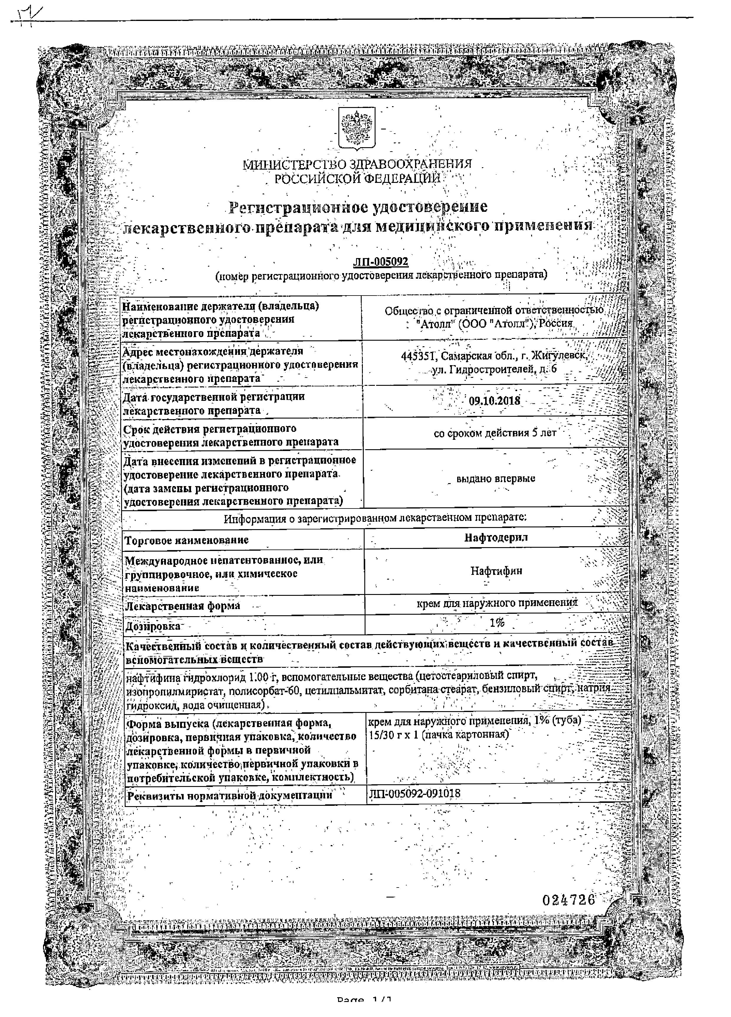 Сертификат Нафтодерил Сертификат Нафтодерил