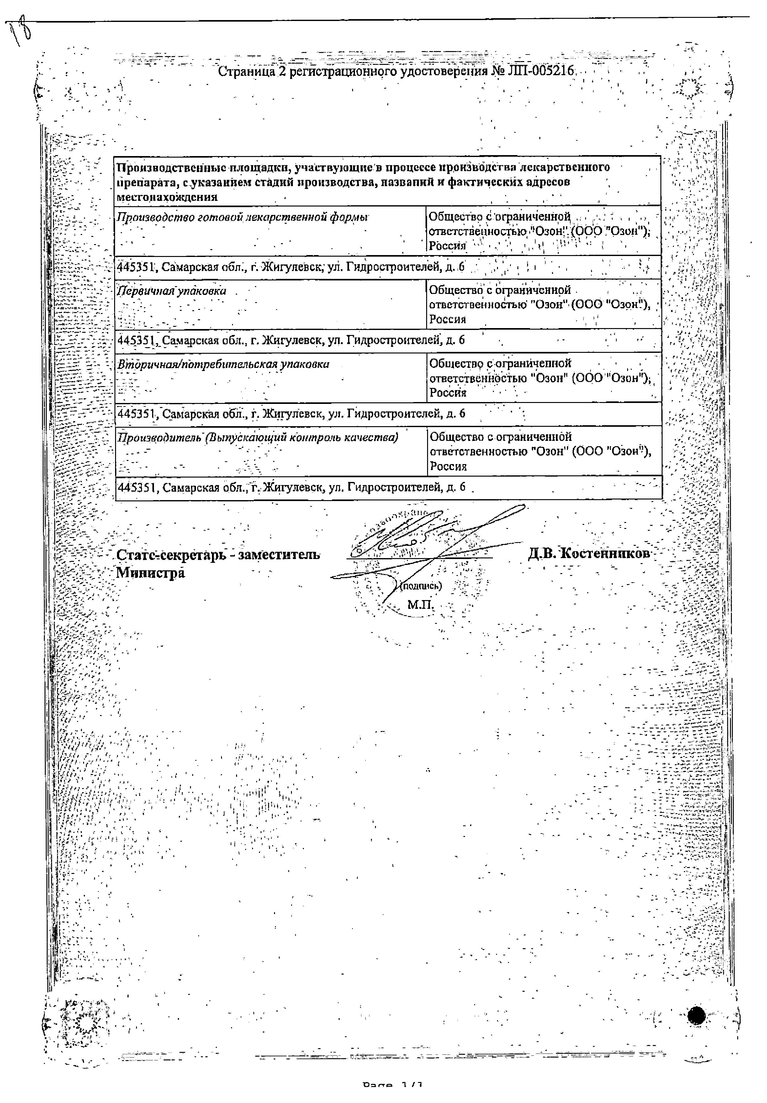 Сертификат Пироксикам Сертификат Пироксикам