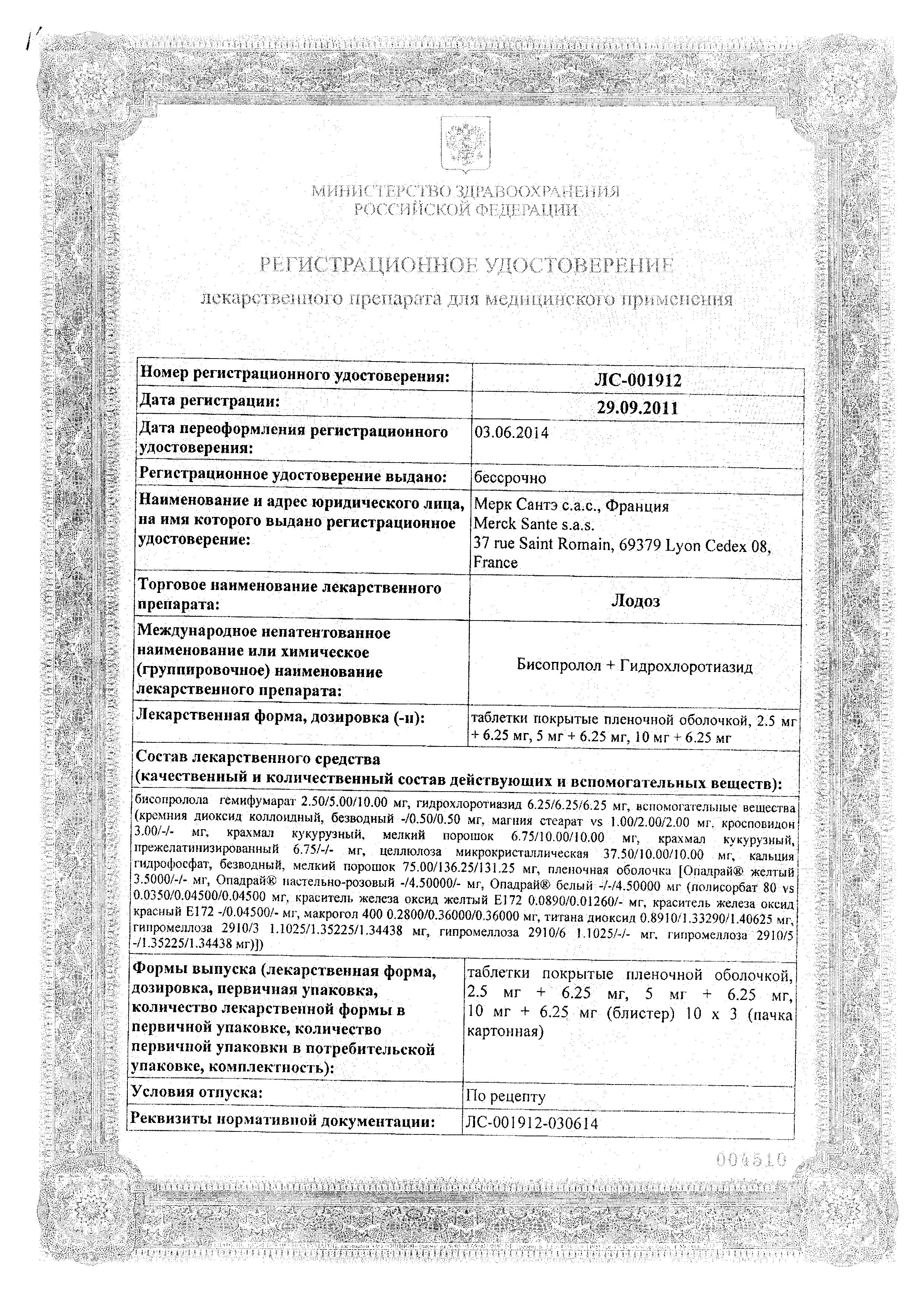 Сертификат Лодоз Сертификат Лодоз