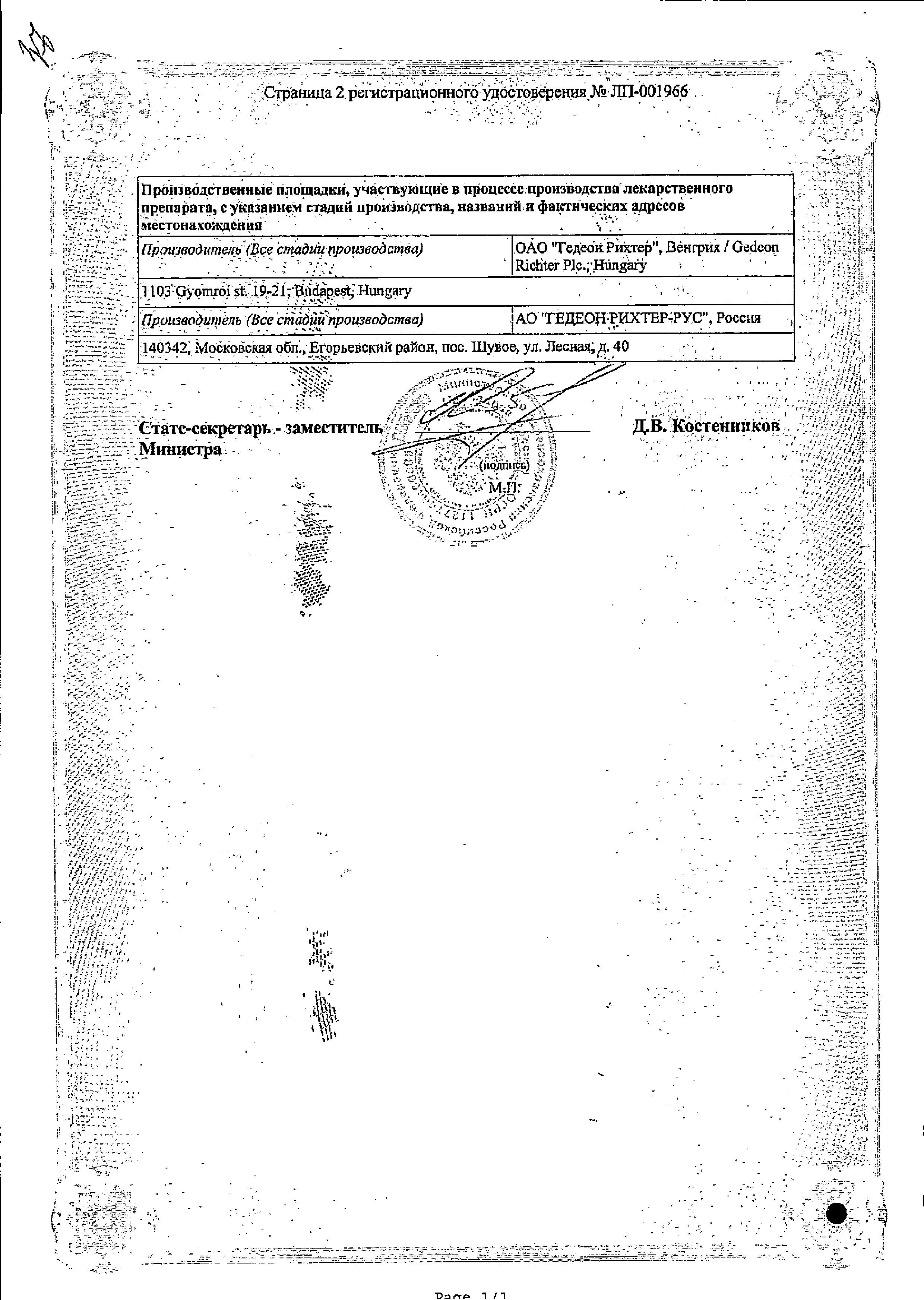 Сертификат Прегабалин