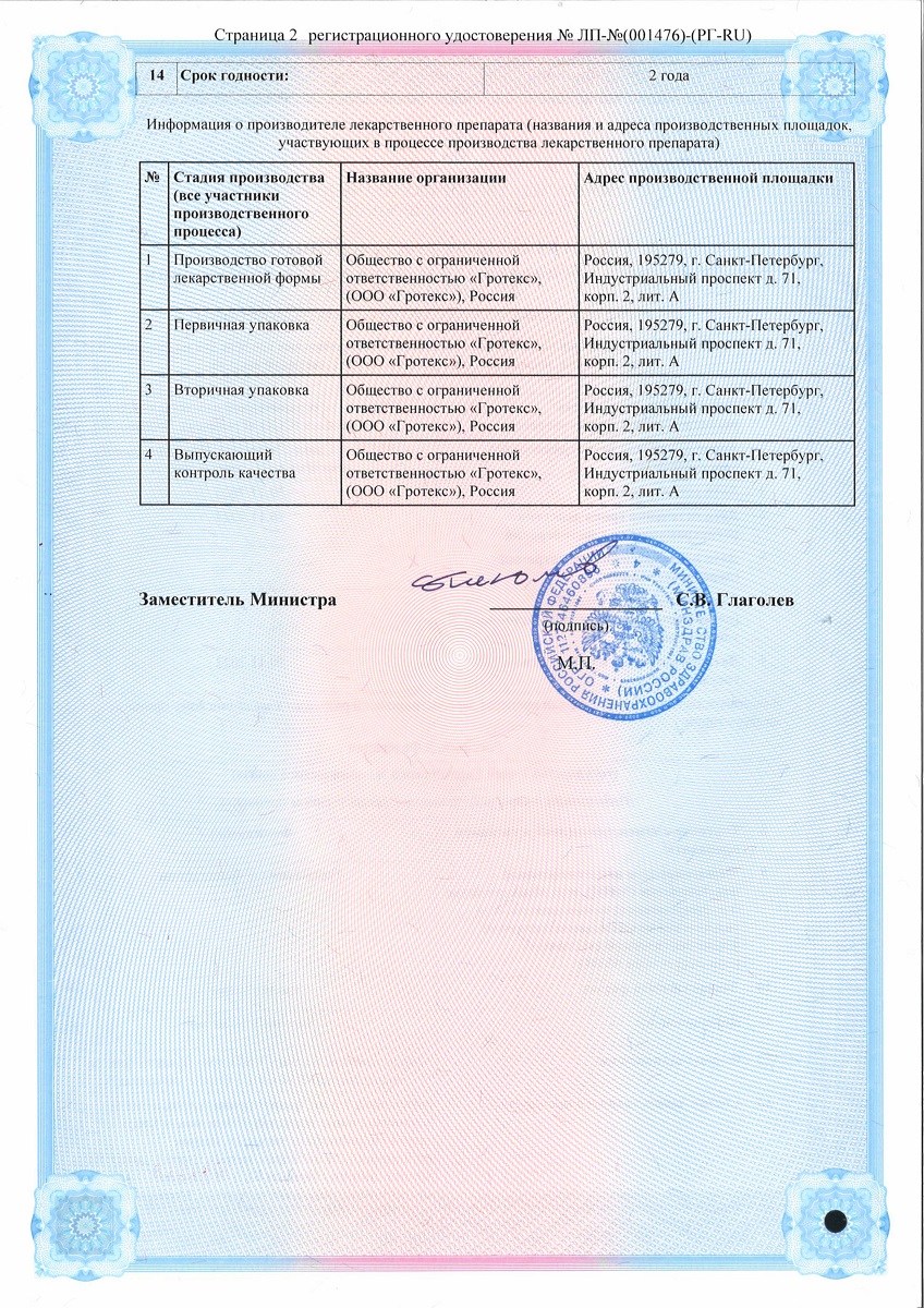 Сертификат Феникамид Сертификат Феникамид