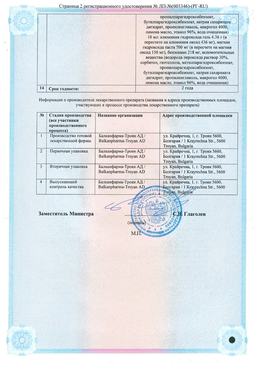 Сертификат Алмагель А Сертификат Алмагель А