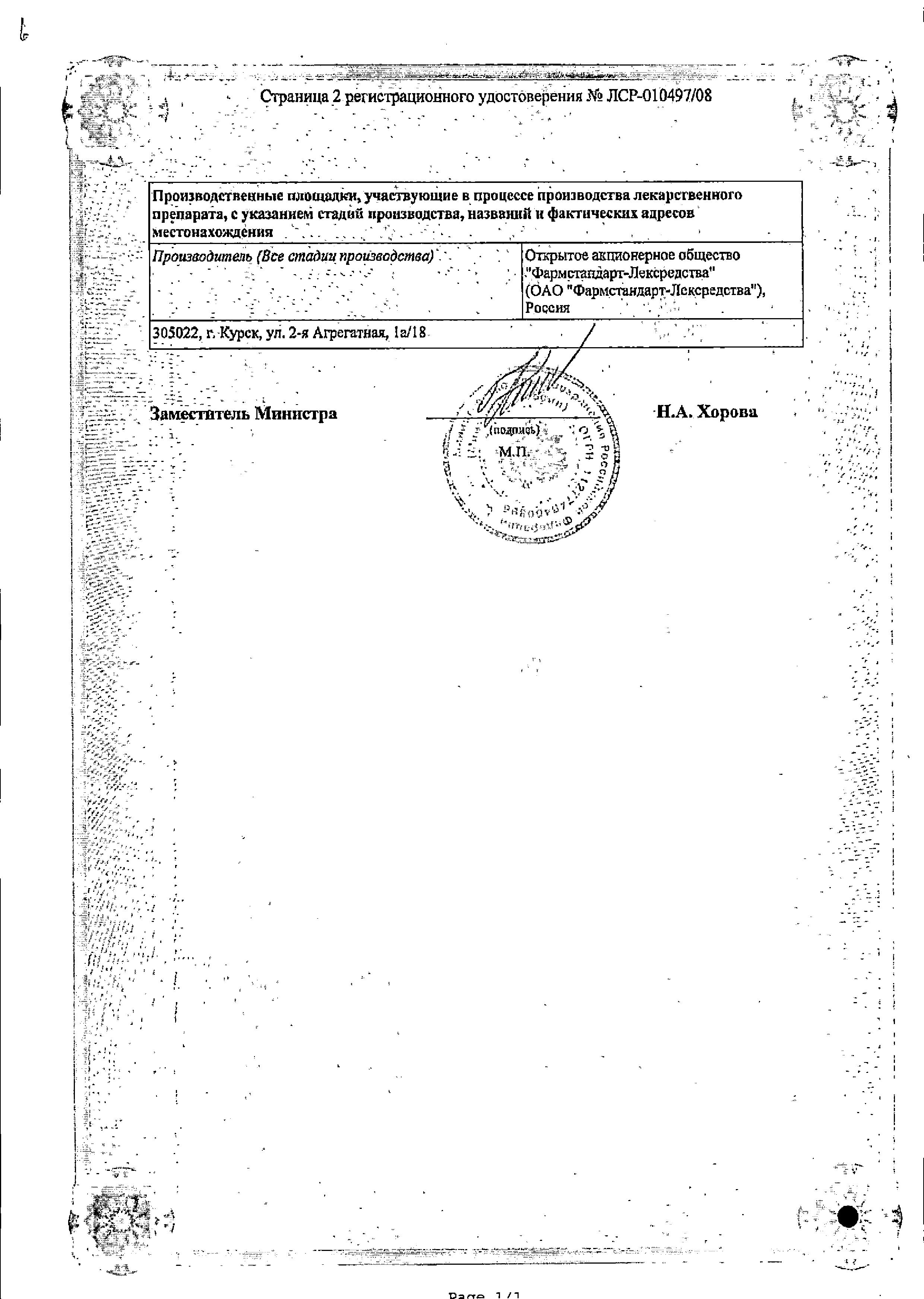 Сертификат Цинокап