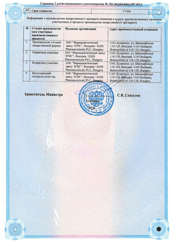 Сертификат Эгитромб Сертификат Эгитромб