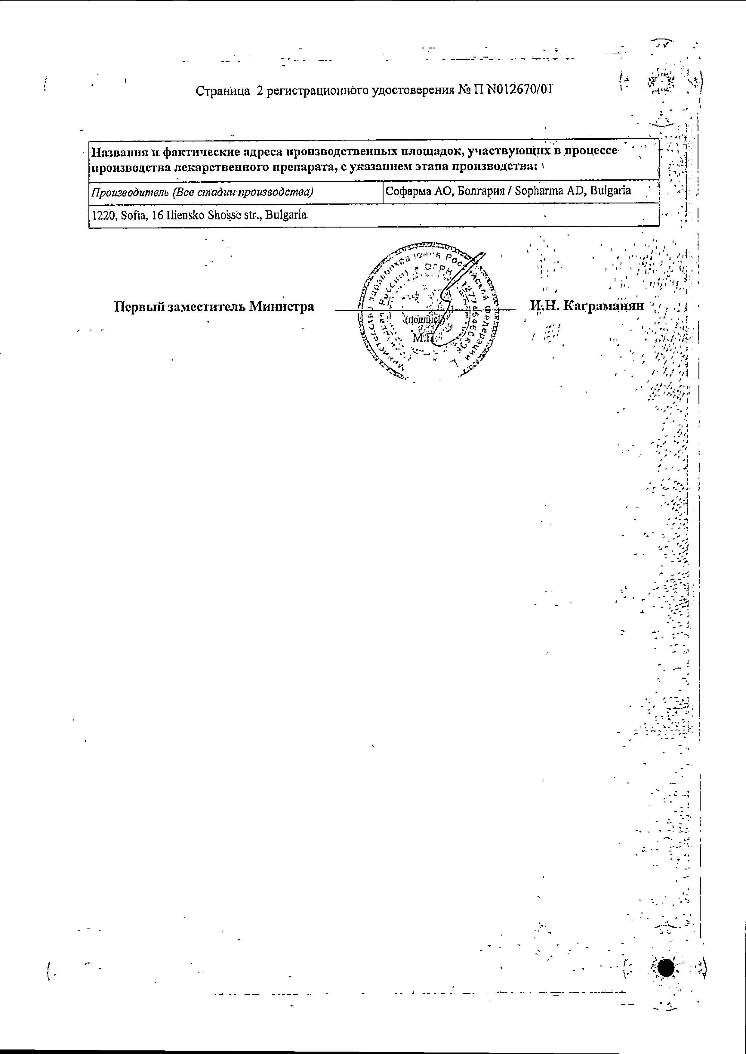 Сертификат Спазмалгон