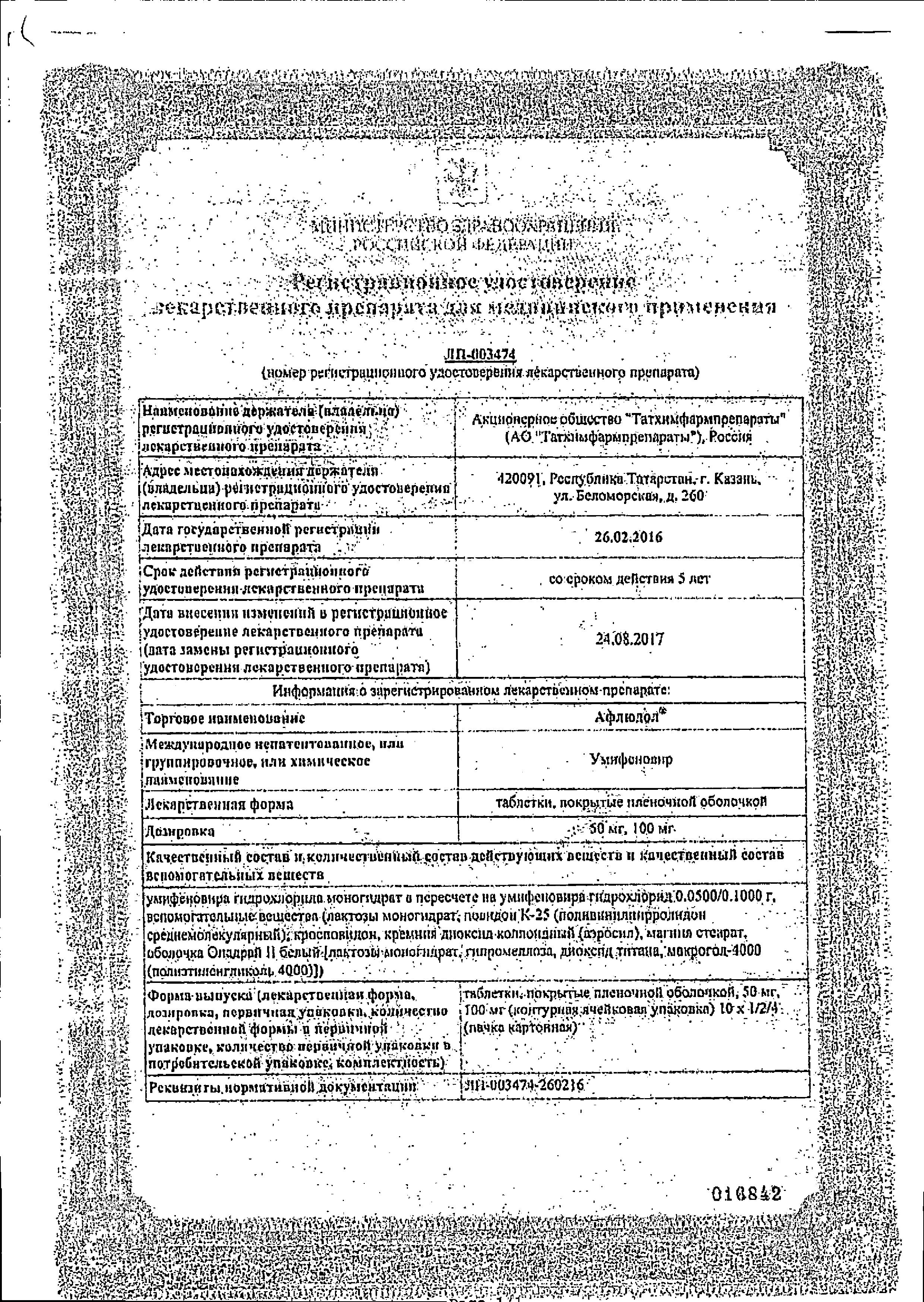 Сертификат на Афлюдол, таблетки покрыт. плен. об. 50 мг, 20 шт. Сертификат на Афлюдол, таблетки покрыт. плен. об. 50 мг, 20 шт.