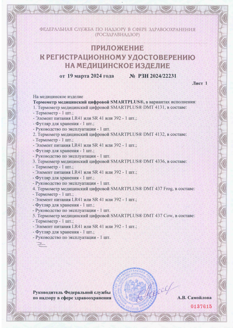 Сертификат Термометр цифровой Сертификат Термометр цифровой
