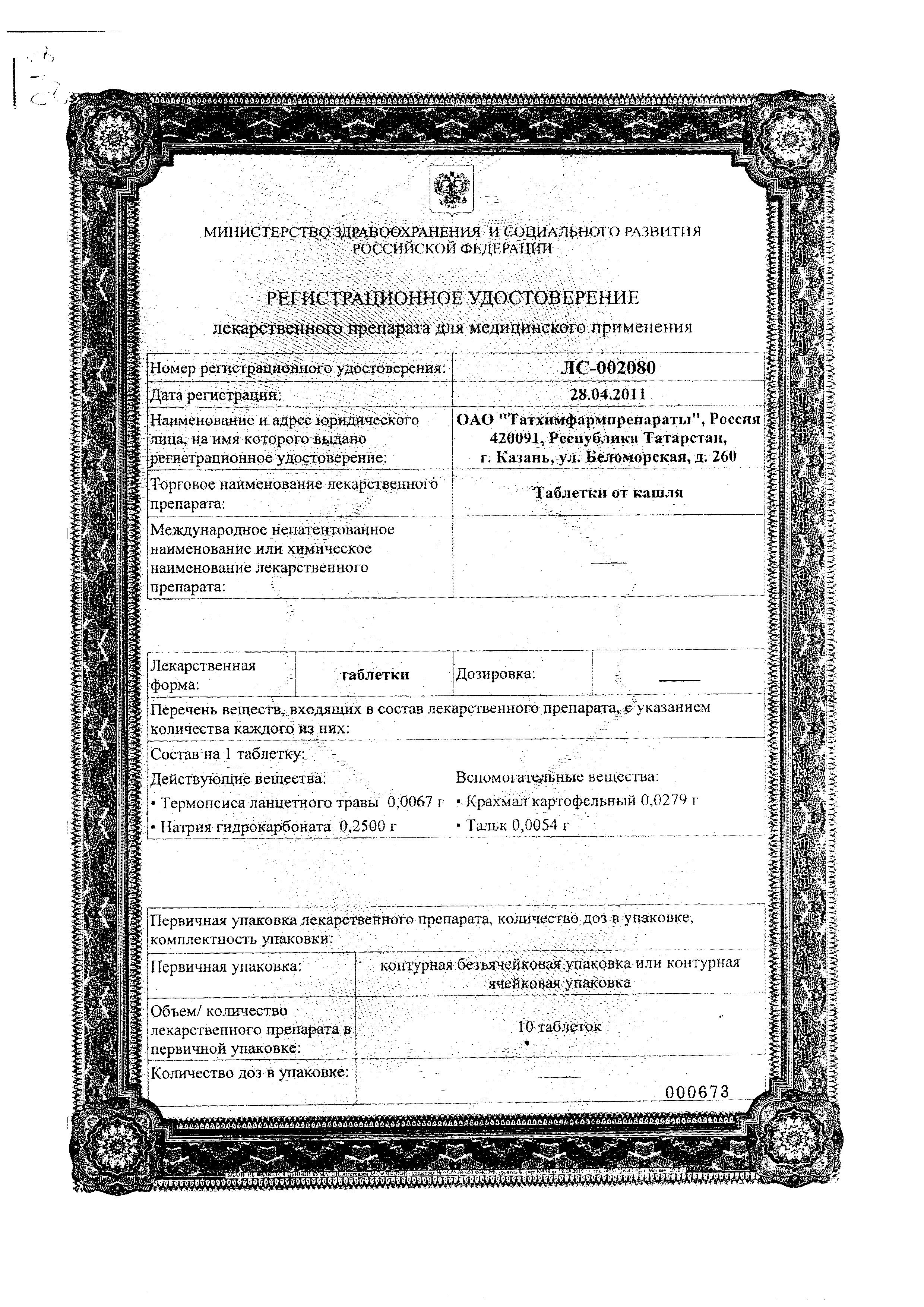 Сертификат на Отхаркивающие