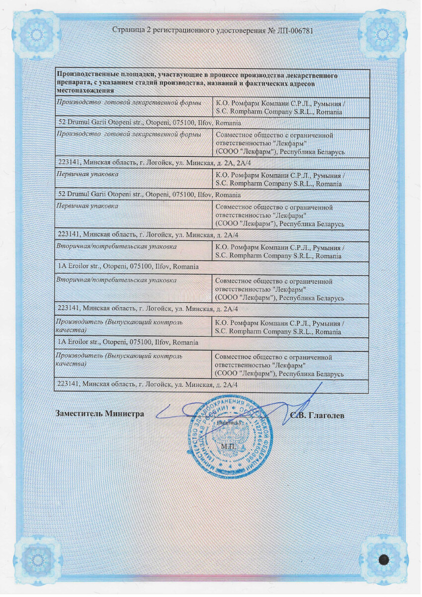 Сертификат Лорнолиоф