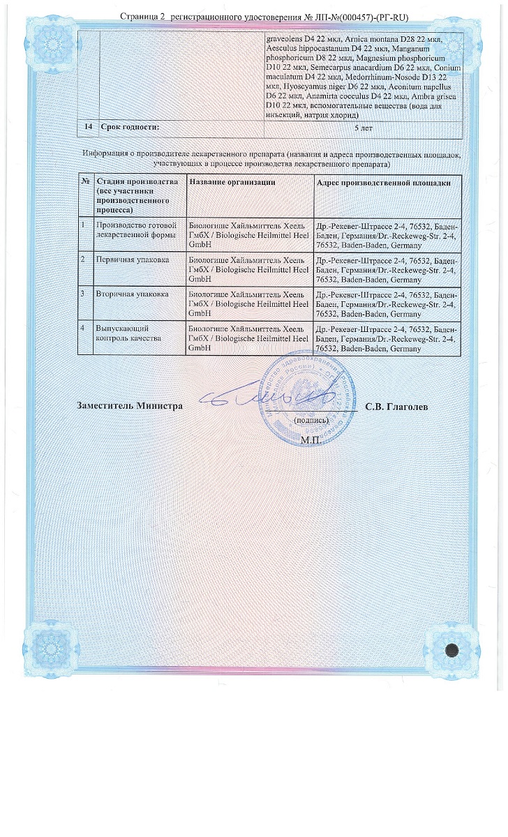 Сертификат на Церебрум композитум Н, раствор для инъекций, ампулы 2,2 мл, 5 шт. Сертификат на Церебрум композитум Н, раствор для инъекций, ампулы 2,2 мл, 5 шт.