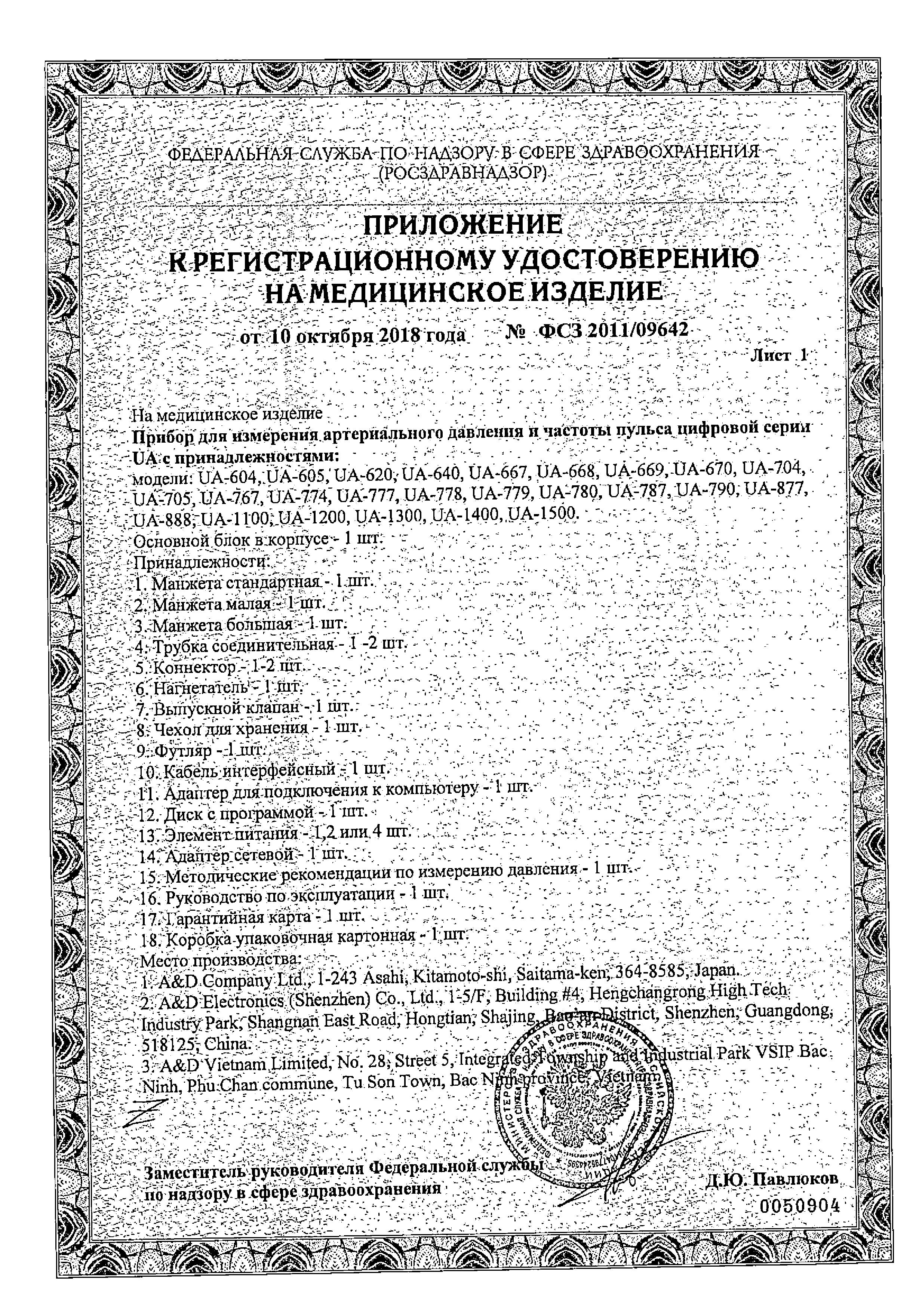Сертификат на Тонометры и стетоскопы