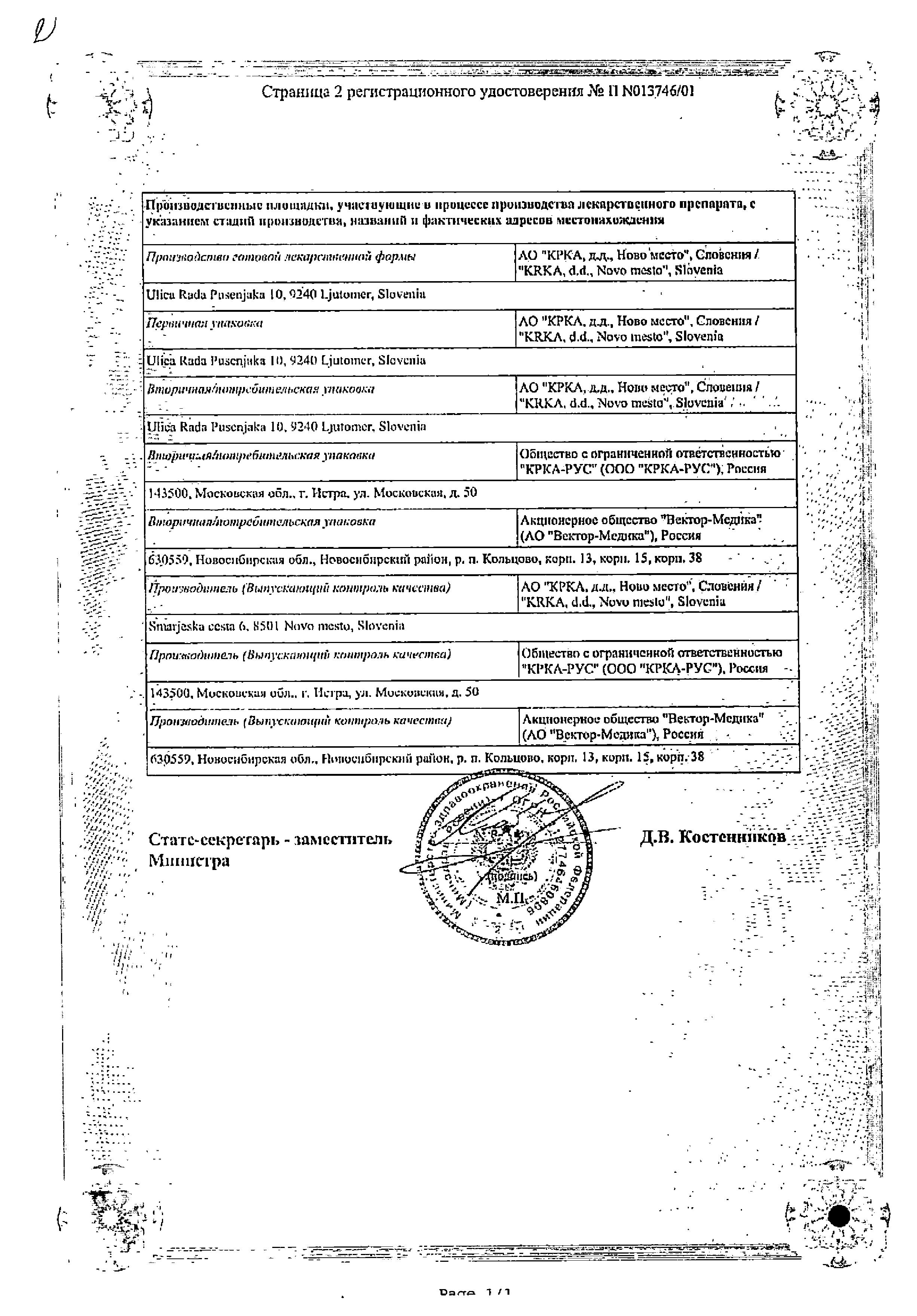 Сертификат Пиковит Сертификат Пиковит