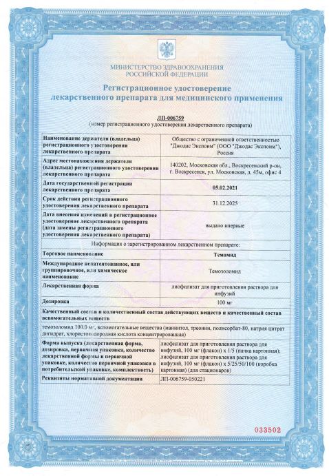 Сертификат Темомид