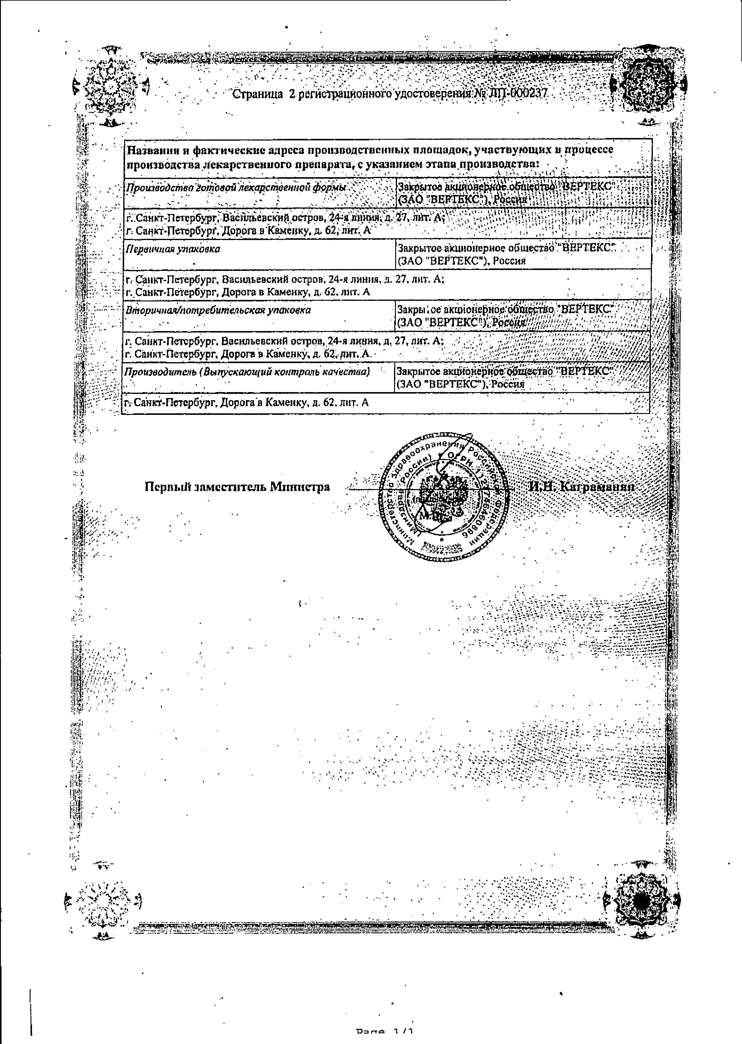 Сертификат на Противовирусные