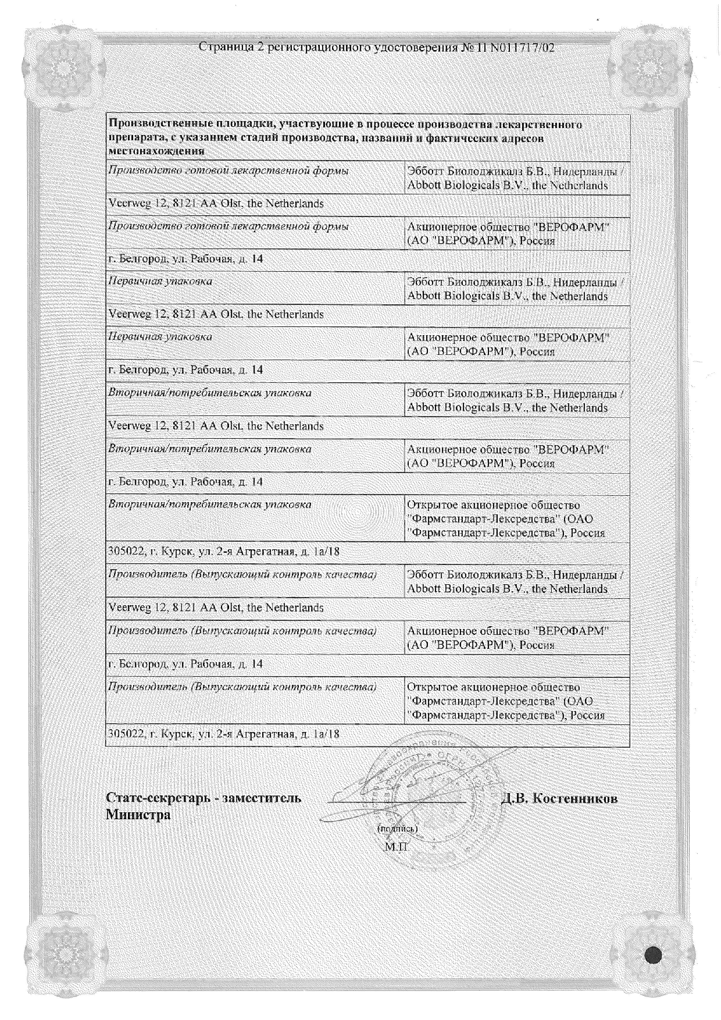 Сертификат Дюфалак Сертификат Дюфалак