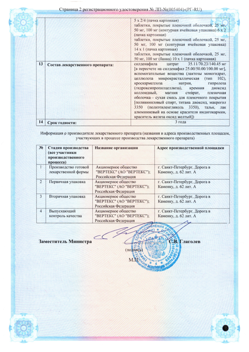 Сертификат на Силденафил Вертекс, таблетки в пленочной оболочке 100 мг, 4 шт. Сертификат на Силденафил Вертекс, таблетки в пленочной оболочке 100 мг, 4 шт.