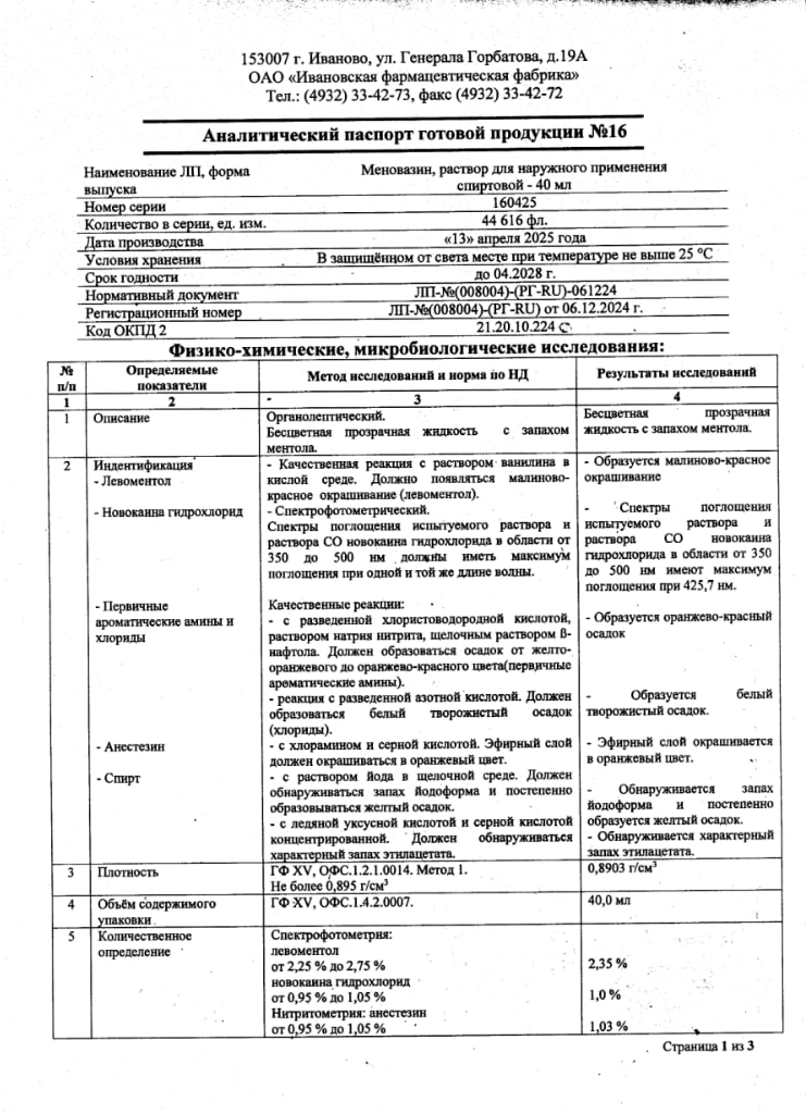 Сертификат на Для наружного применения