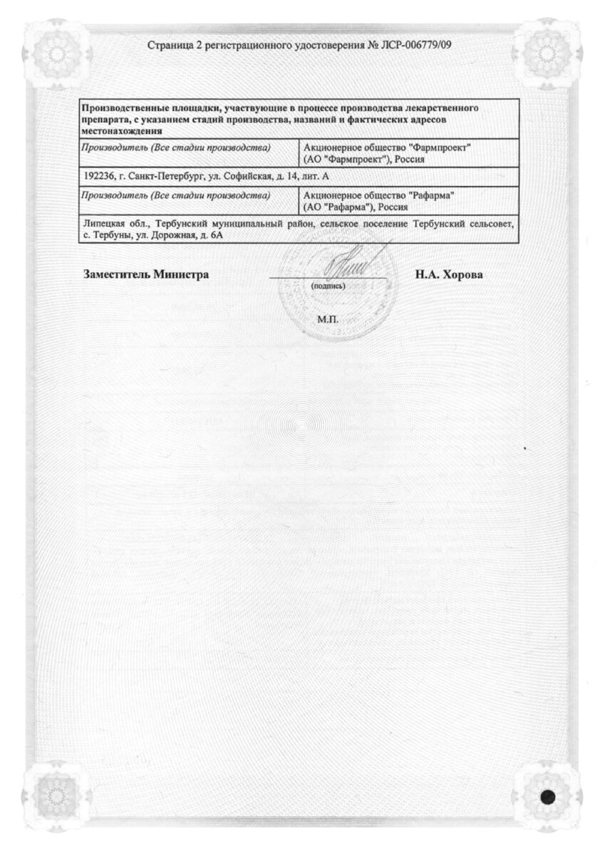 Сертификат на Анвифен, капсулы 125 мг, 20 шт.